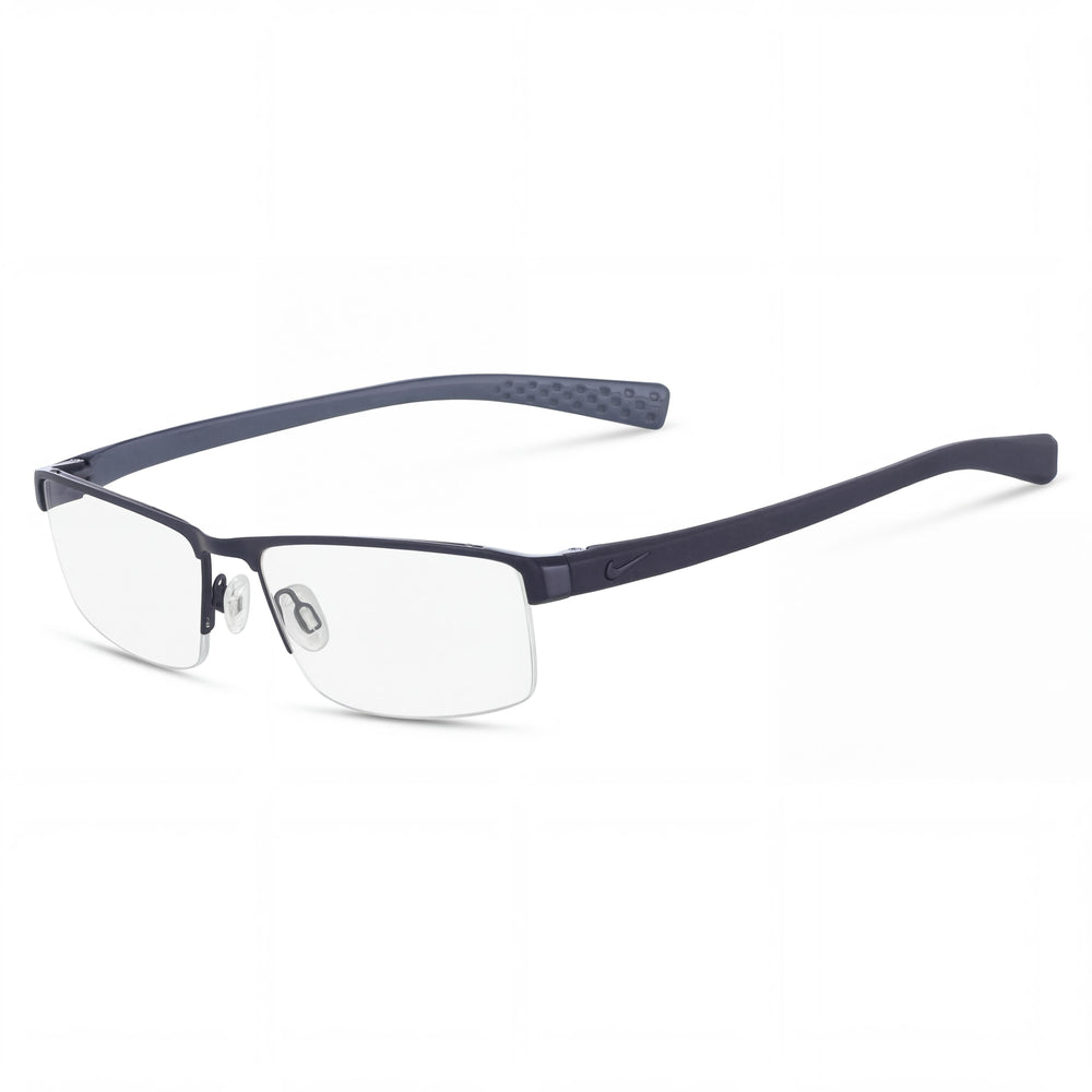 Nike Casual Men's Ophthalmic Eyewear, Satin Blue Fade Frame, Transparent Plastic Lens, 55mm