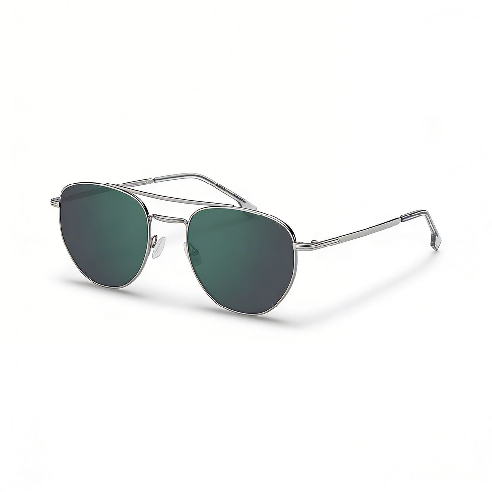 Gafas de sol Boss Ruthenium 1631 para hombre, armazón de rutenio de acero inoxidable, lentes de espejo verdes, 100% protección UV, 53 mm