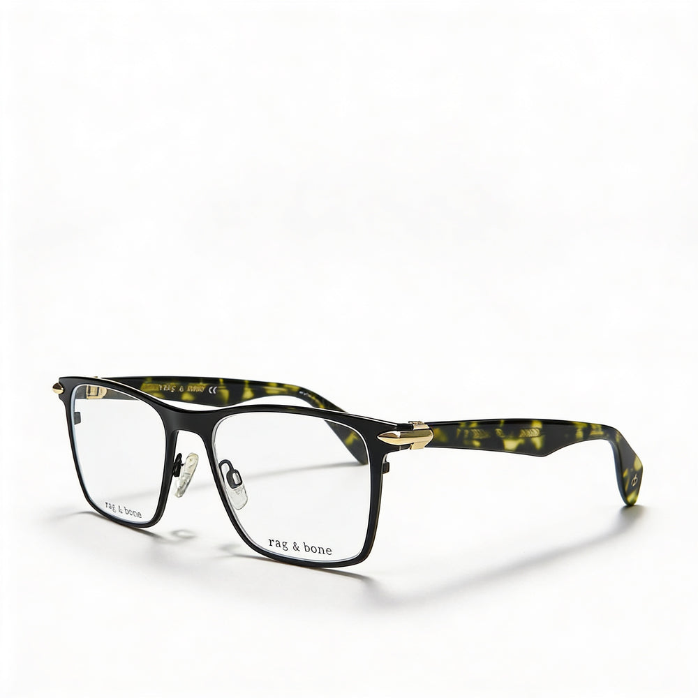 Gafas de vista metálicas Rag & Bone Rnb 7009 para hombre, color negro mate, con lentes de demostración, 53-17-145