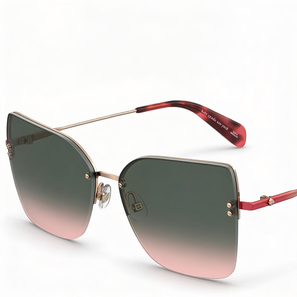 kate spade new york ARIELLA/G/S Gafas de sol unisex de protección UV con montura sin aro de acero inoxidable dorado rojo, forma de ojo de gato, degradado burdeos rosa, 58 mm