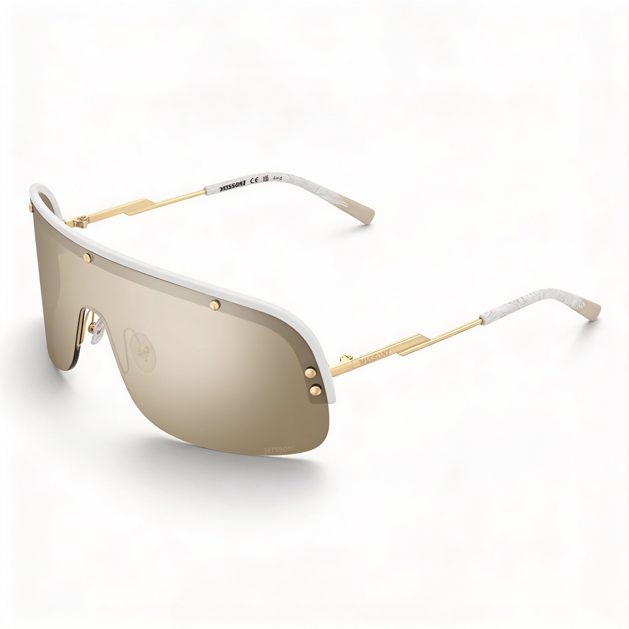 Gafas de sol casuales Missoni para mujer, de poliamida blanca y plateada, con efecto espejo, 99-01-115, Photo 2