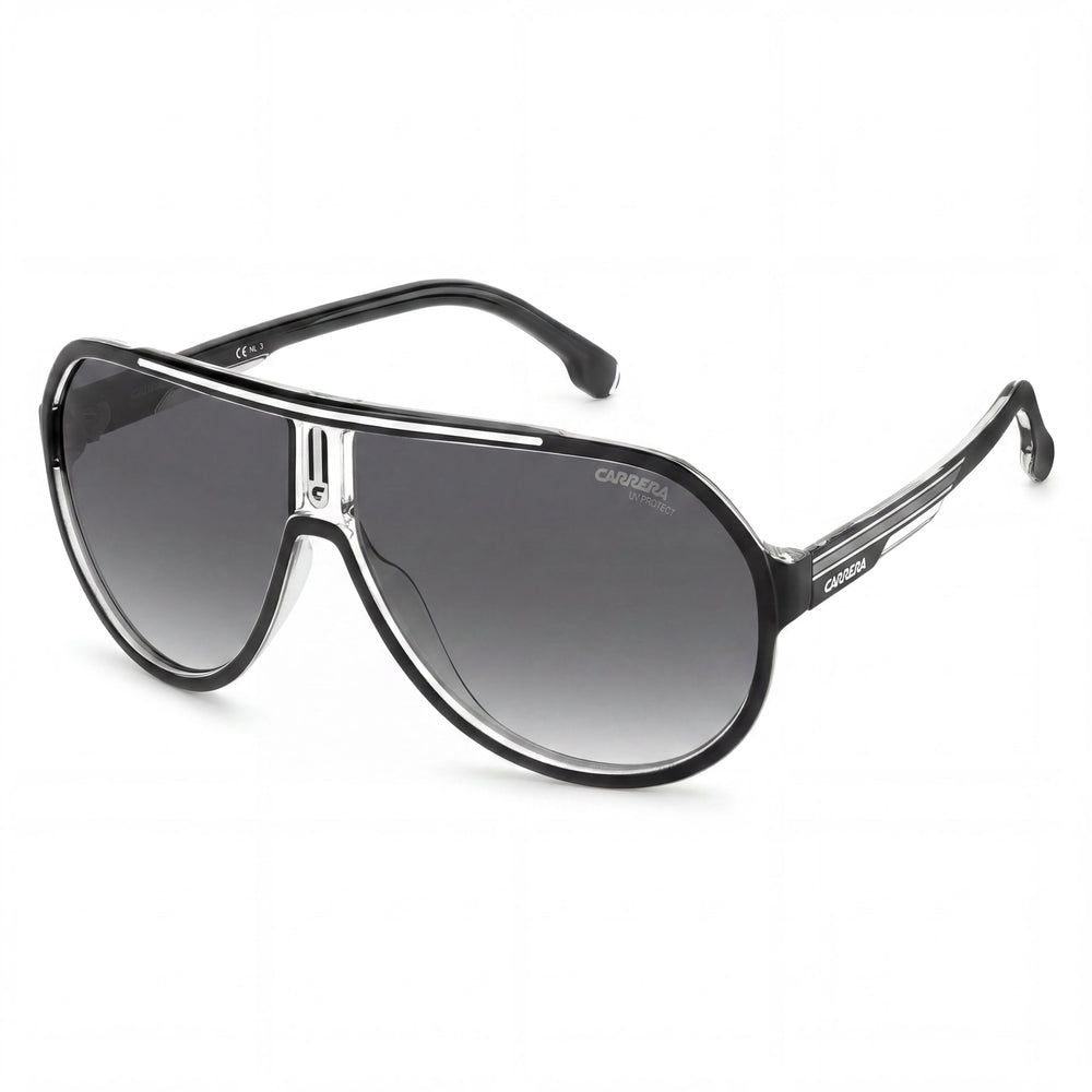 Gafas de sol Carrera Modern Pilot con montura de elastómero termoplástico y protección UV, unisex, color blanco y negro, 64 mm