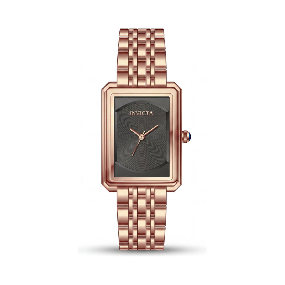 Invicta Wildflower 69328 Reloj de pulsera unisex de cuarzo de acero inoxidable chapado en oro rosa, caja de 26 mm con esfera gris