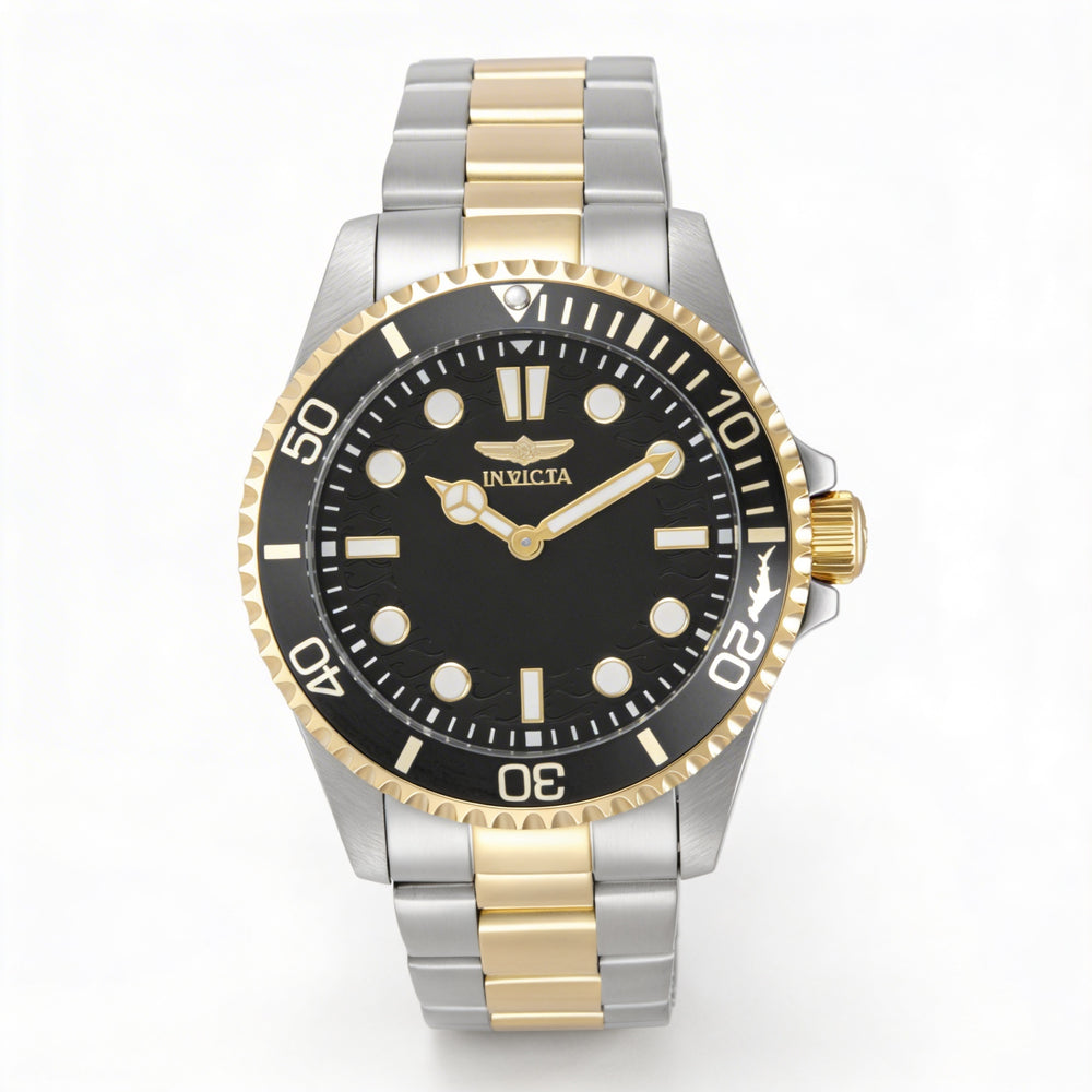 Reloj de cuarzo Invicta Pro Diver 49698 para hombre, de 43 mm, con pulsera de acero inoxidable y esfera negra, 10 ATM