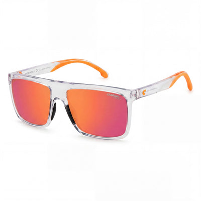 Gafas de sol Carrera Modern unisex con montura rectangular de poliamida blanca transparente y lentes de cristal, protección UV (58-16-145 mm)