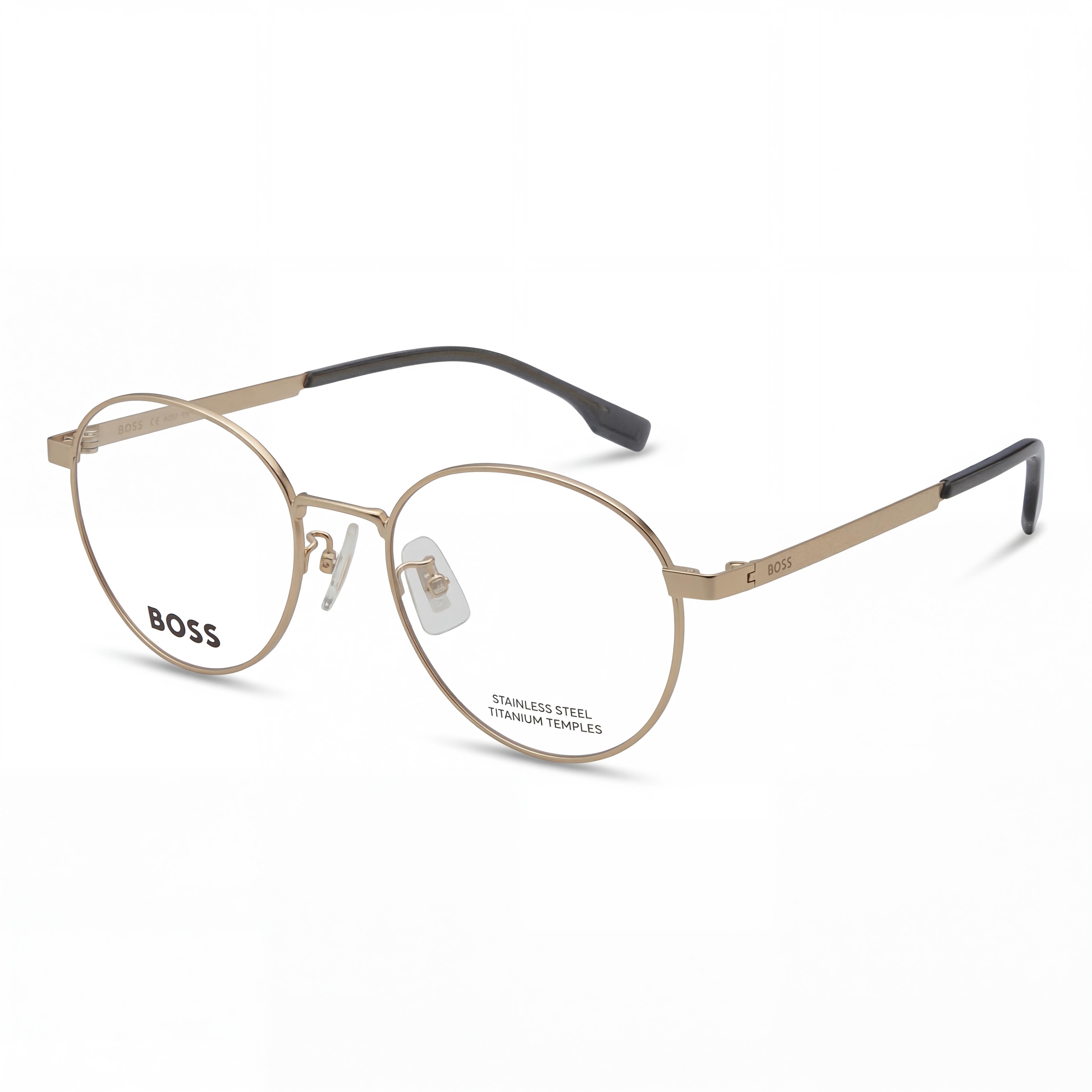BOSS 1475/F Unisex Matte Gold Alloy Steel 52mm Clear Demo Lenses Prescription Ready, Photo 1