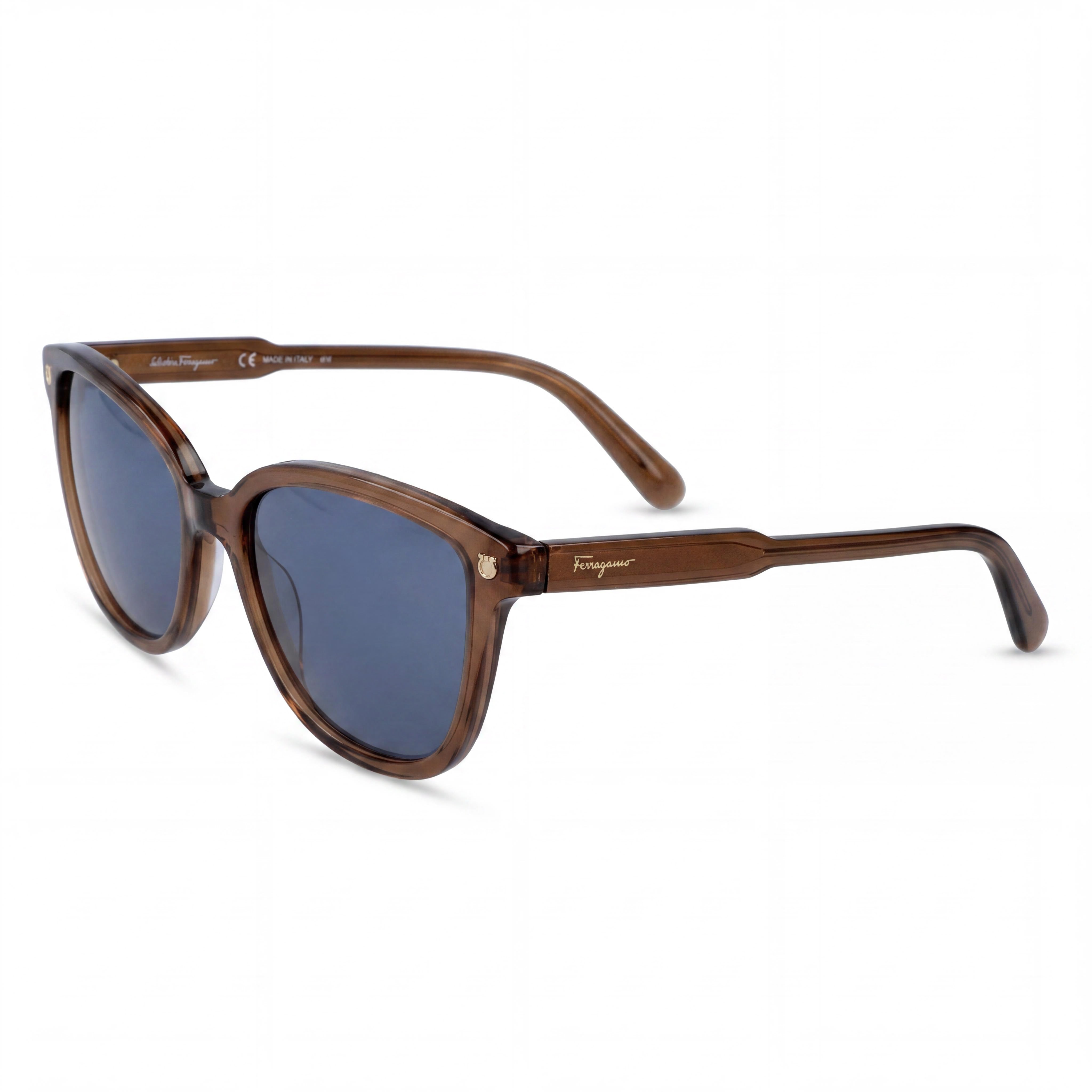 Gafas de sol Salvatore Ferragamo contemporáneas de acetato marrón para mujer, lentes UV azules, 56 mm, Photo 1