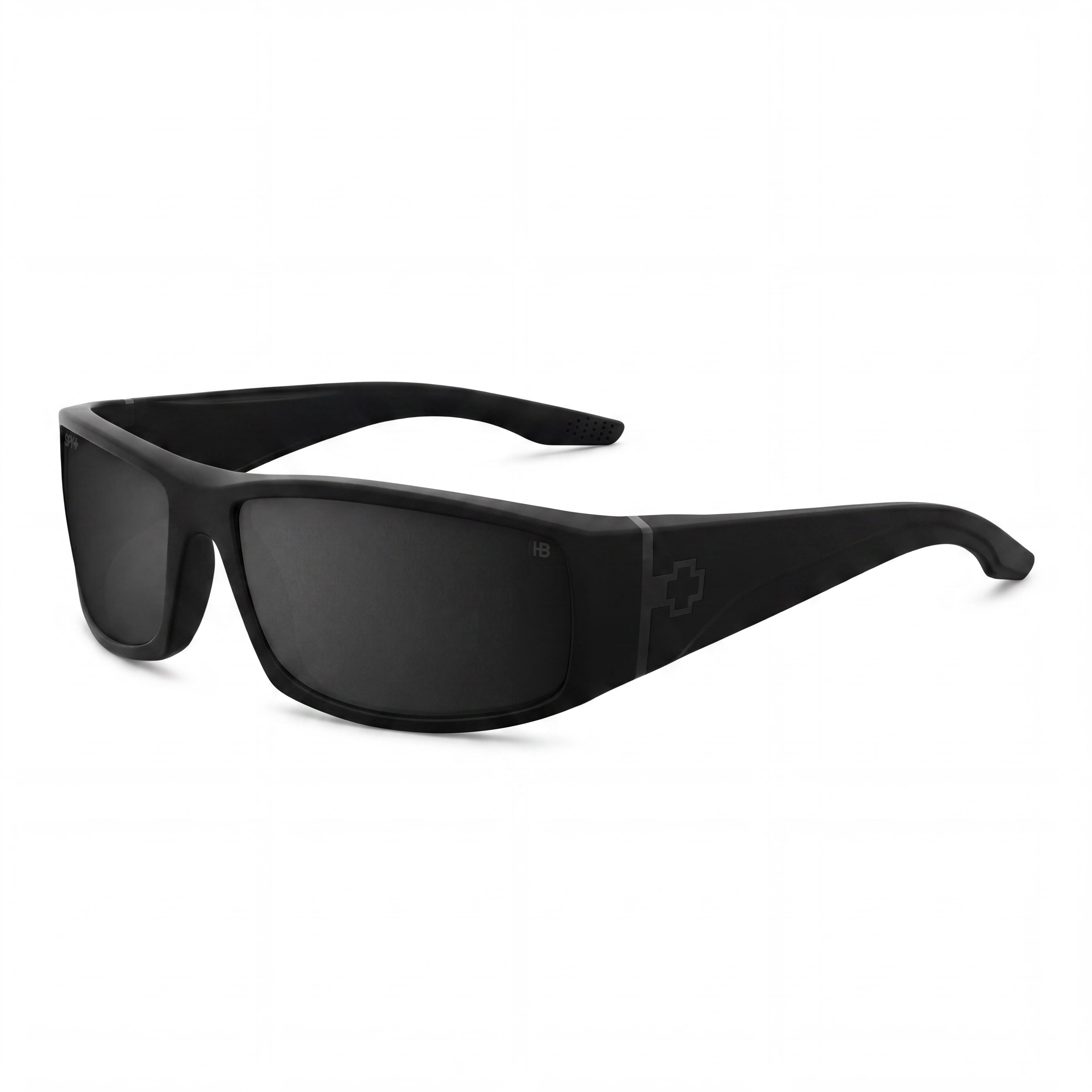 Gafas de sol rectangulares envolventes unisex Spy Cooper XL, negro mate suave, lente polarizada negra Happy Boost con espejo y protección UV, talla extragrande, Photo 1