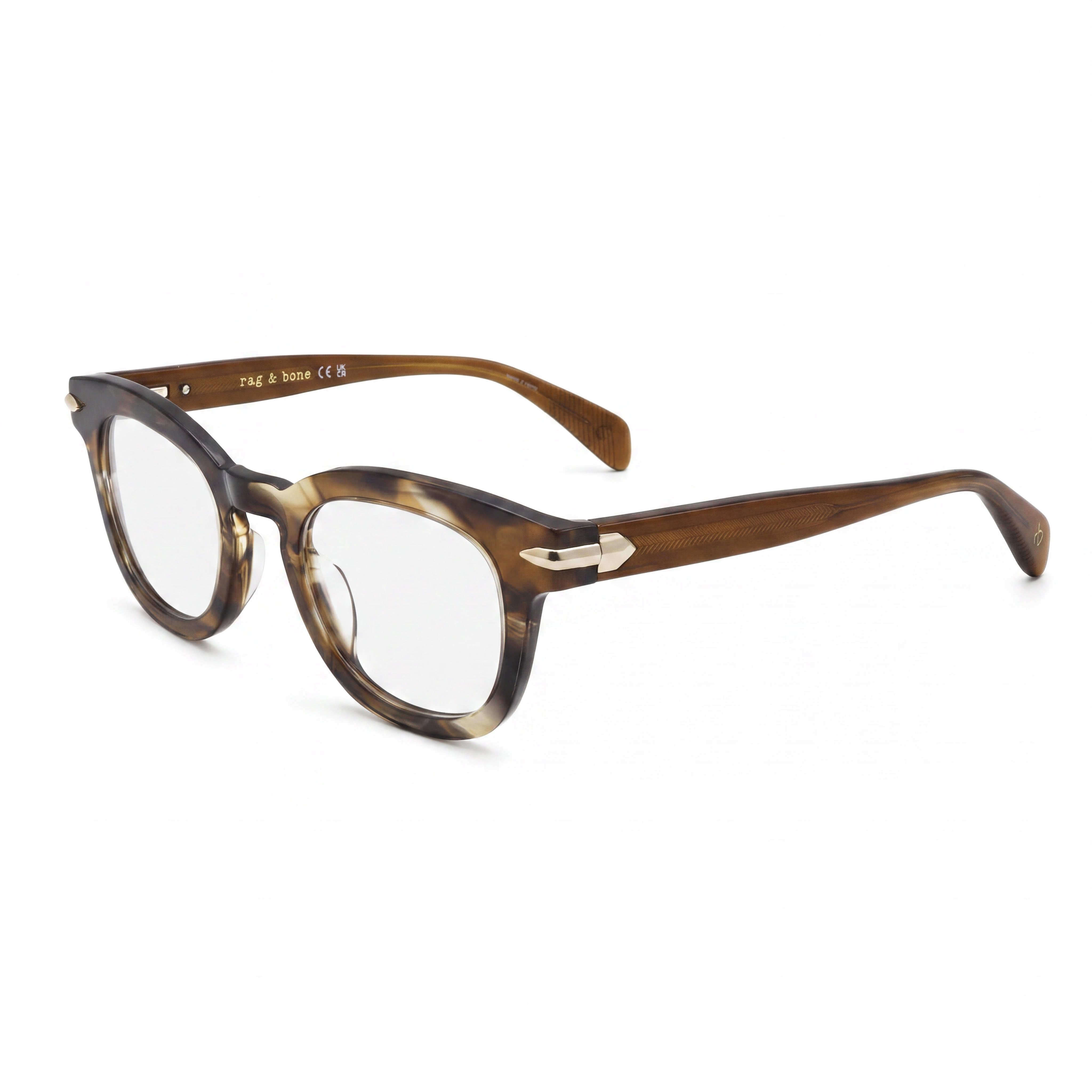 rag & bone Casual Men’s Eyeglasses with Havana Acetate Frame, Lens Width 48mm, Bridge 24mm, Temple 145mm, Photo 1