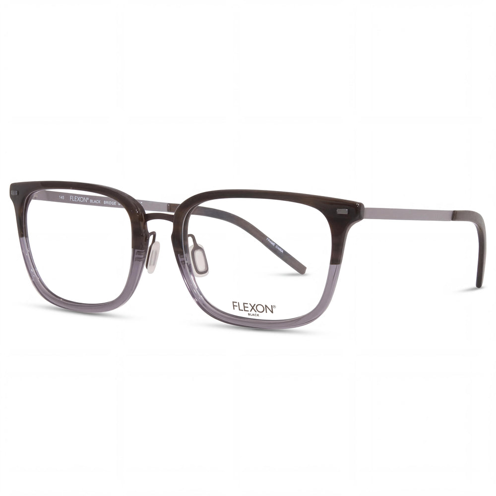 Gafas unisex Flexon B2020 de montura cuadrada completa con montura metálica en tono marrón cuerno degradado plateado de 55 mm