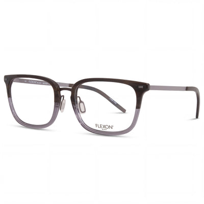 Flexon B2020 Unisex Full Rim Square Eyeglasses with Metal Frame in Brown Horn Gradient Silver 55mm