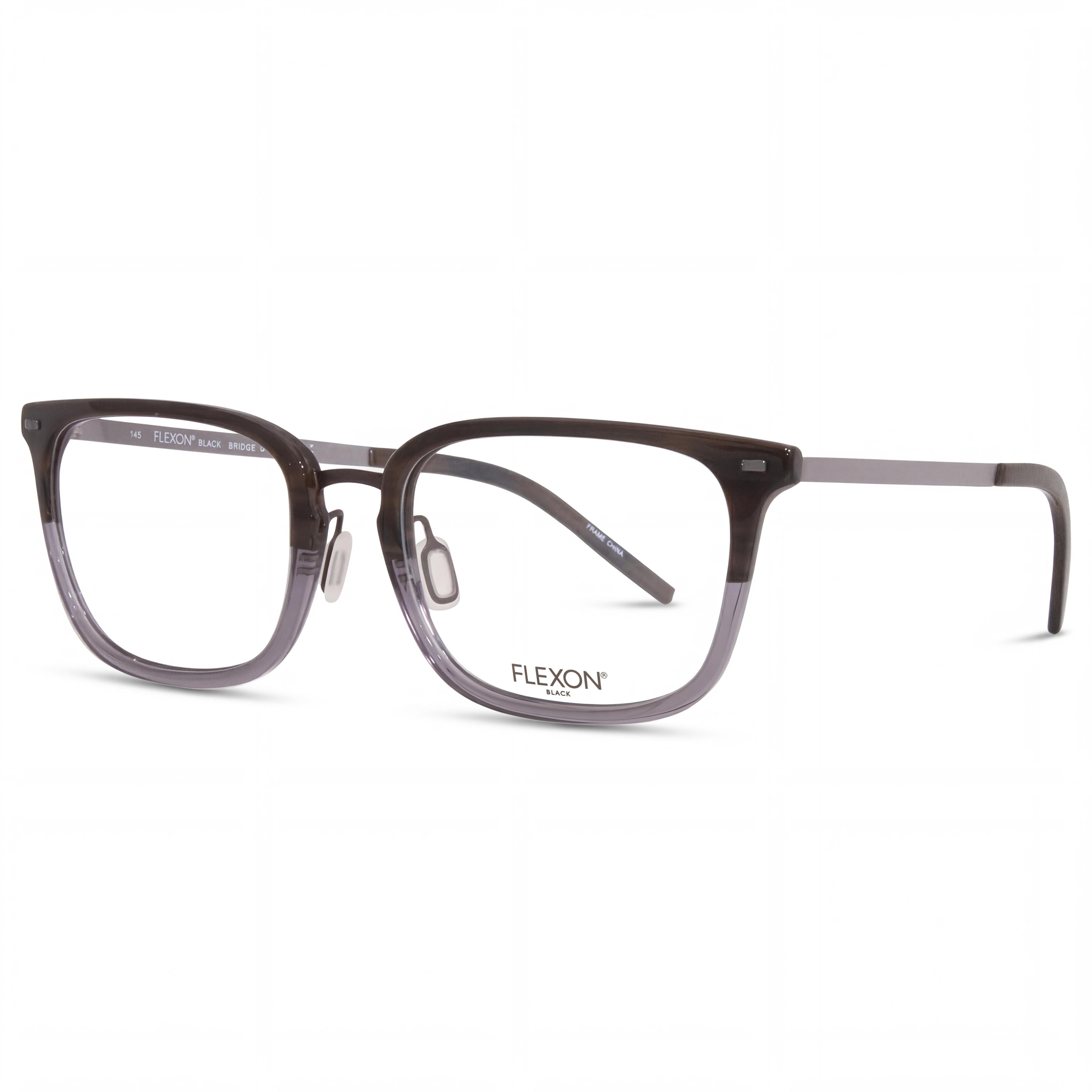 Gafas unisex Flexon B2020 de montura cuadrada completa con montura metálica en tono marrón cuerno degradado plateado de 55 mm, Photo 1