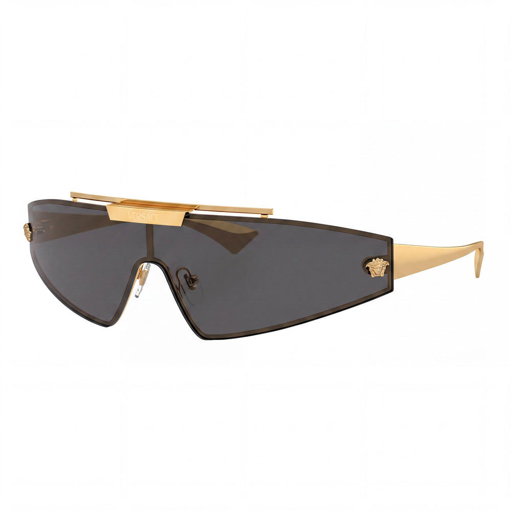 Gafas de sol de metal dorado Versace Ve 2265 para mujer con lentes de protección UV de composite gris de 44 mm