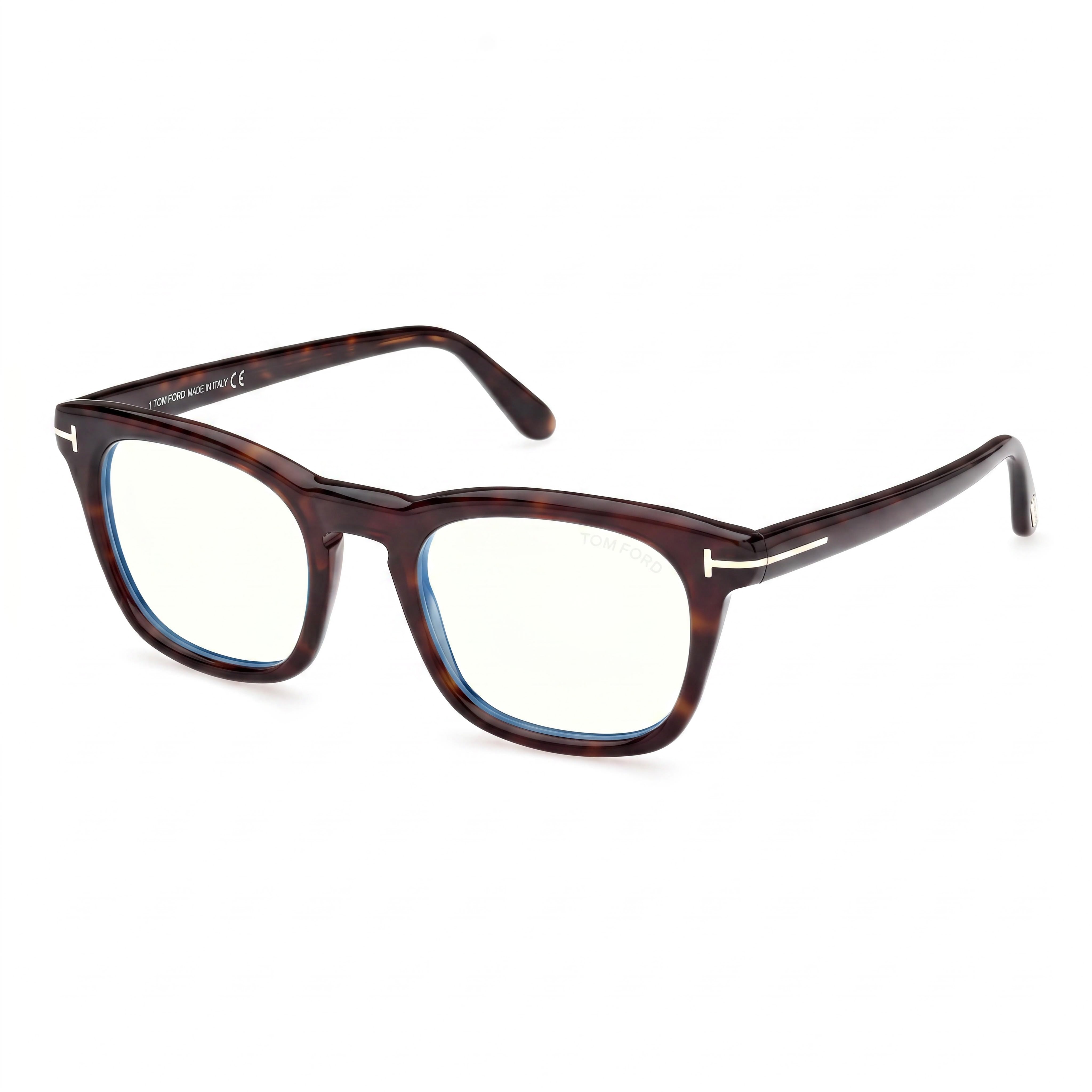 Gafas Tom Ford para hombre, de acero inoxidable, con filtro de luz azul, montura color habana oscuro, lentes gris claro, puente 21, Photo 1