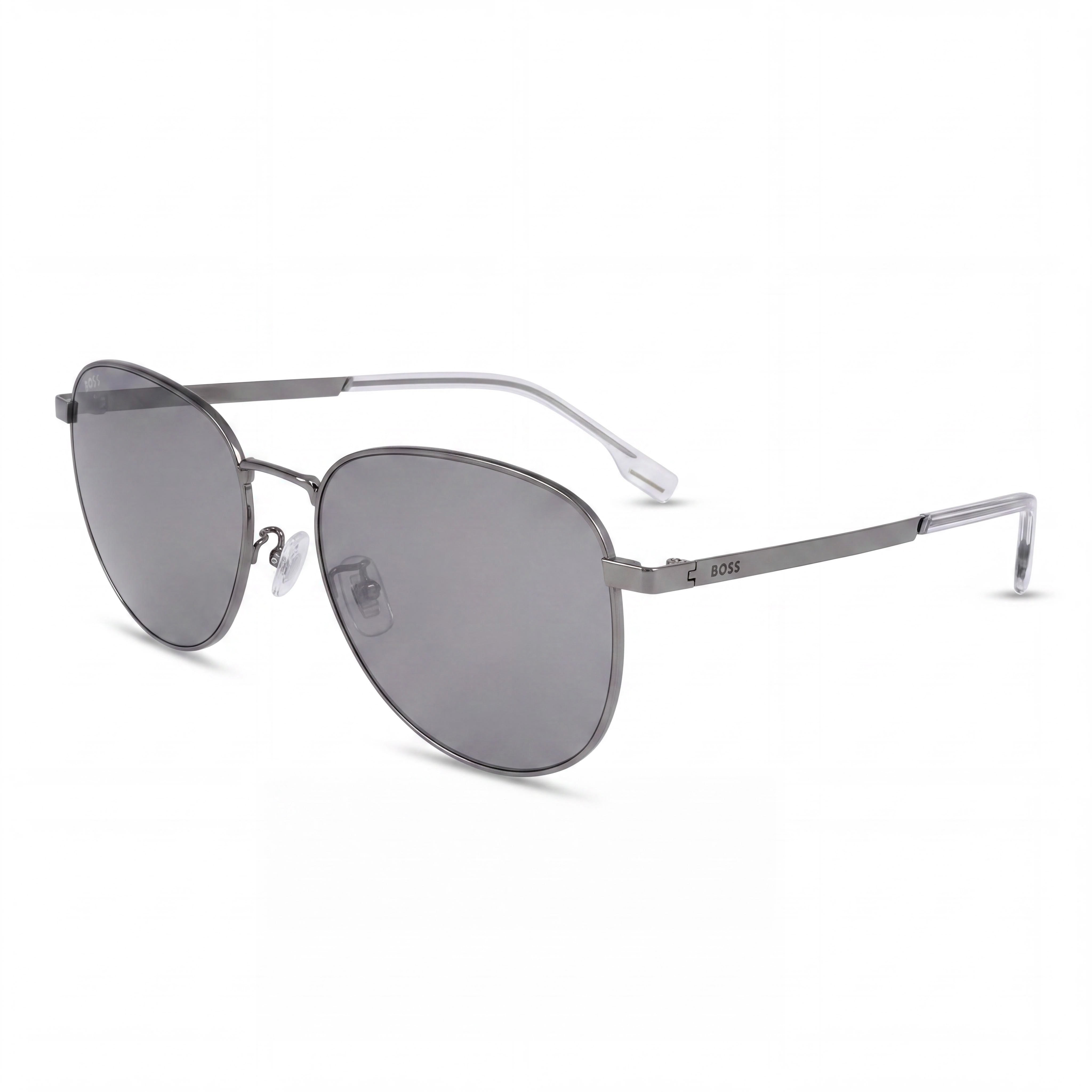 Hugo Boss Modern Unisex Silver Mirror Ruthenium Stainless Steel Sunglasses with UV Protection, 57mm, Photo 1