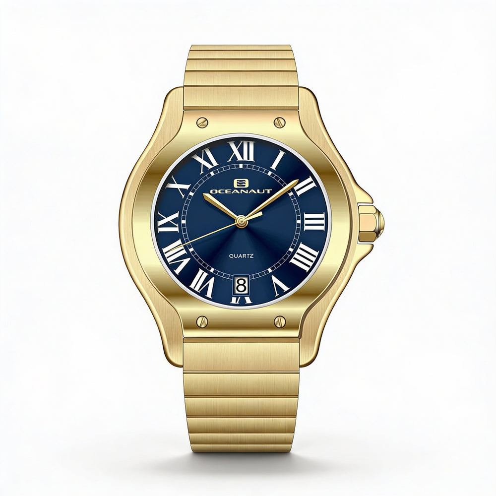 Reloj Oceanaut para mujer, de cuarzo, resistente al agua, de acero inoxidable y esfera azul.