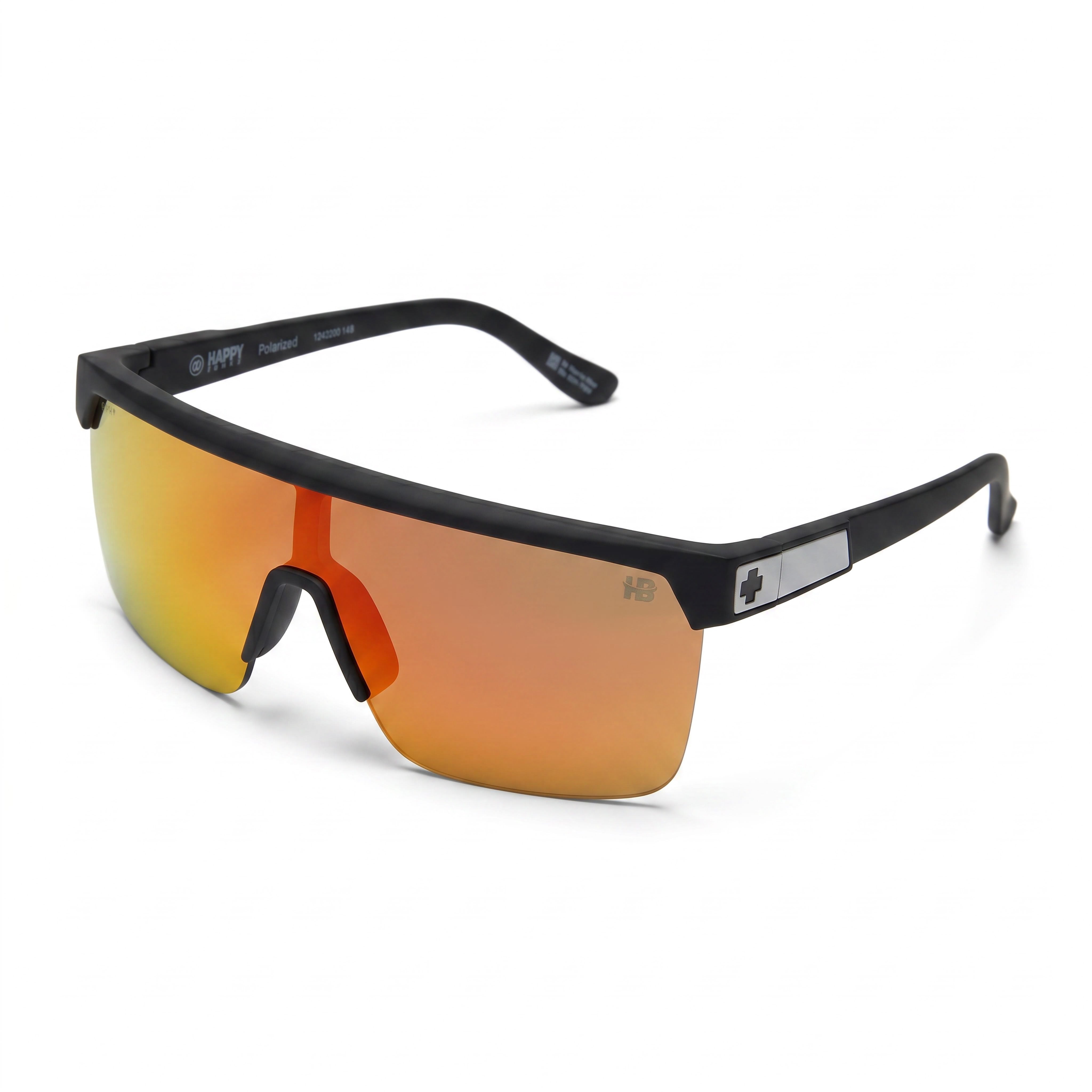 Spy Flynn 5050 Matte Black - Happy Boost Polar Orange Mirror Unisex Plastic Polarized Sunglasses 134mm, Photo 1