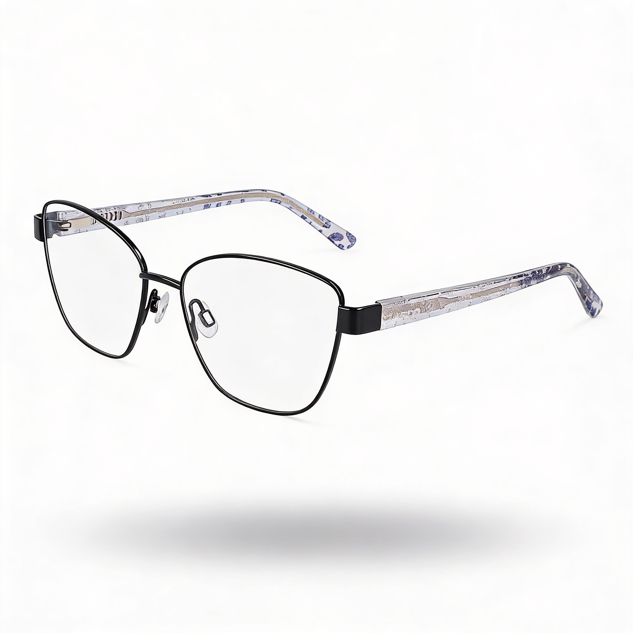 Gafas bebe BB5209 para hombre con montura metálica, color negro azabache, lentes transparentes, ancho de lente de 54 mm, Photo 1
