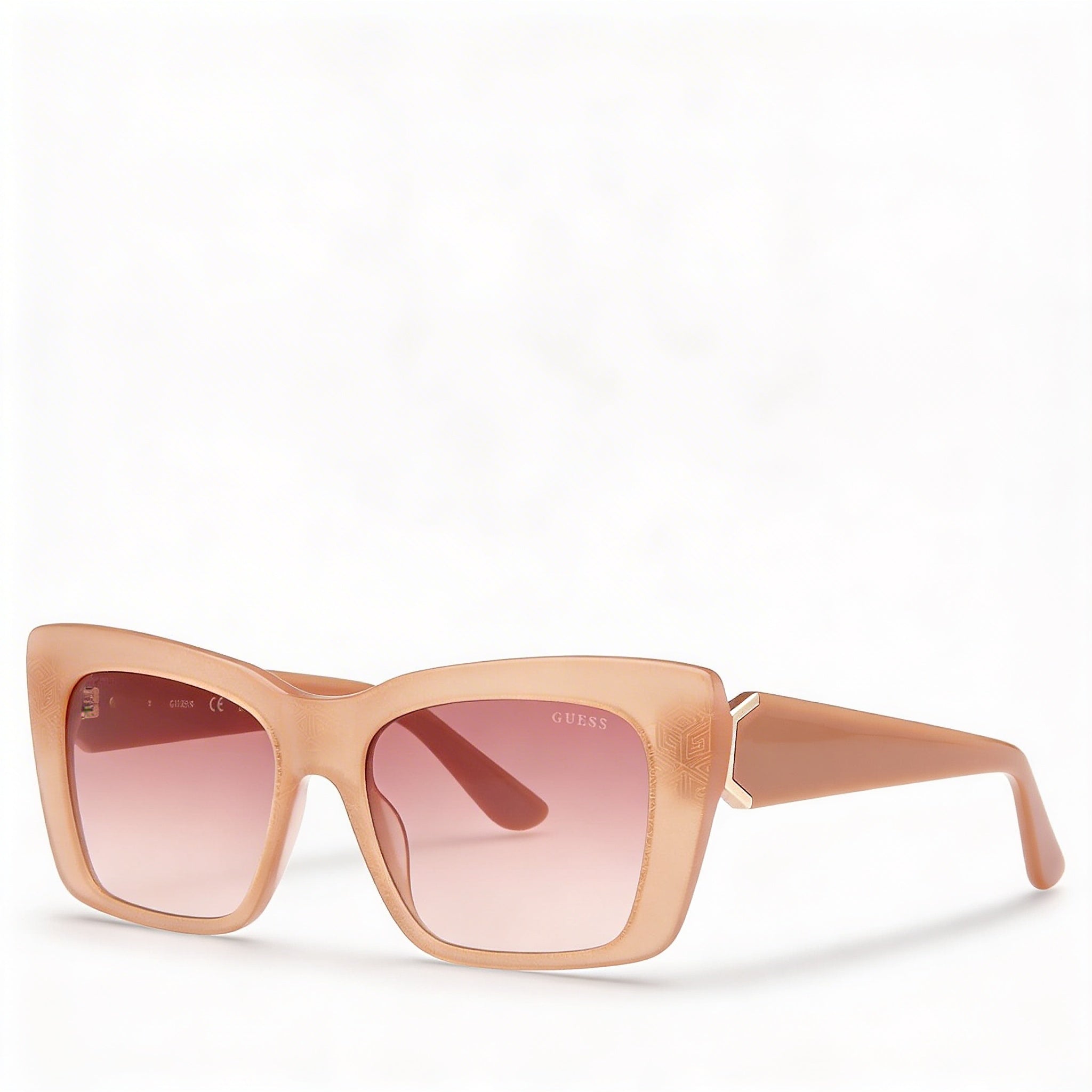 Gafas de sol Guess Cat Eye GU7890 con montura de plástico beige brillante y marrón degradado, 55 mm, 100 % protección UV, Photo 1