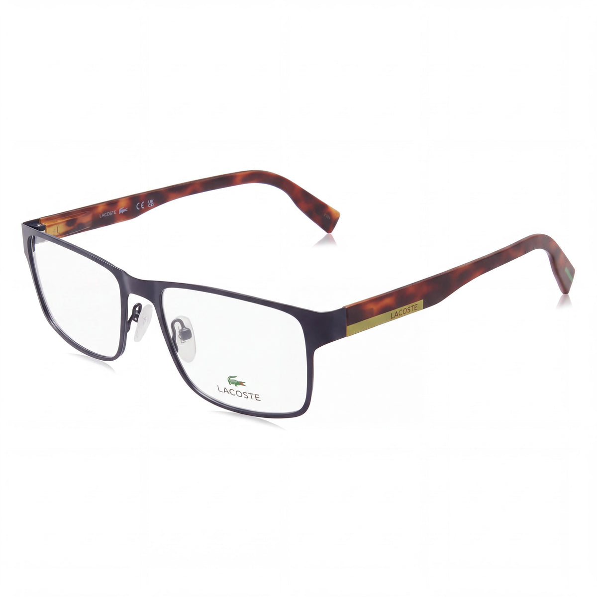 Gafas Lacoste L2283 de estilo clásico unisex con montura de metal azul mate y lentes azul mate de 55 mm, Photo 1