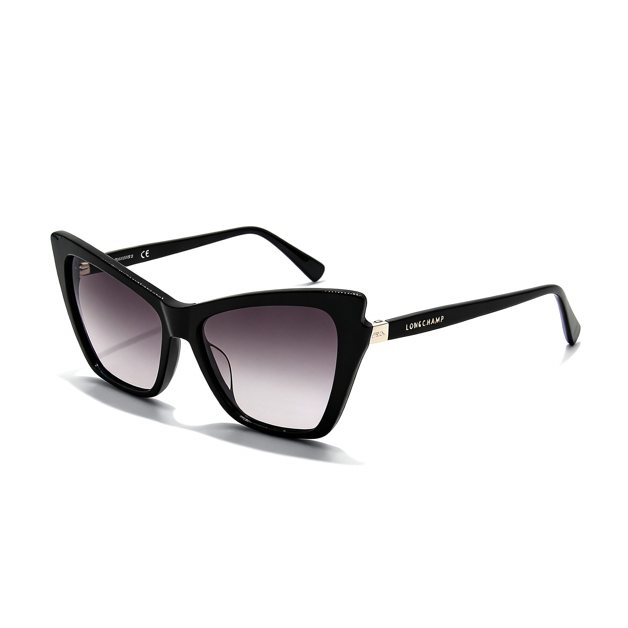 Longchamp LO669S Women's Modified Rectangle Plastic Non-Polarized Sunglasses, Black, Gradient Grey, 56mm