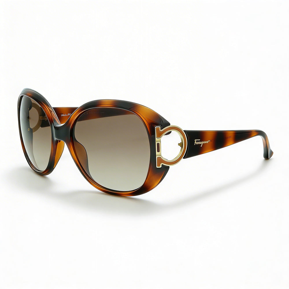 Gafas de sol para mujer Ferragamo Sf668s con montura de plástico marrón y lentes marrones degradadas con protección UV de 57 mm