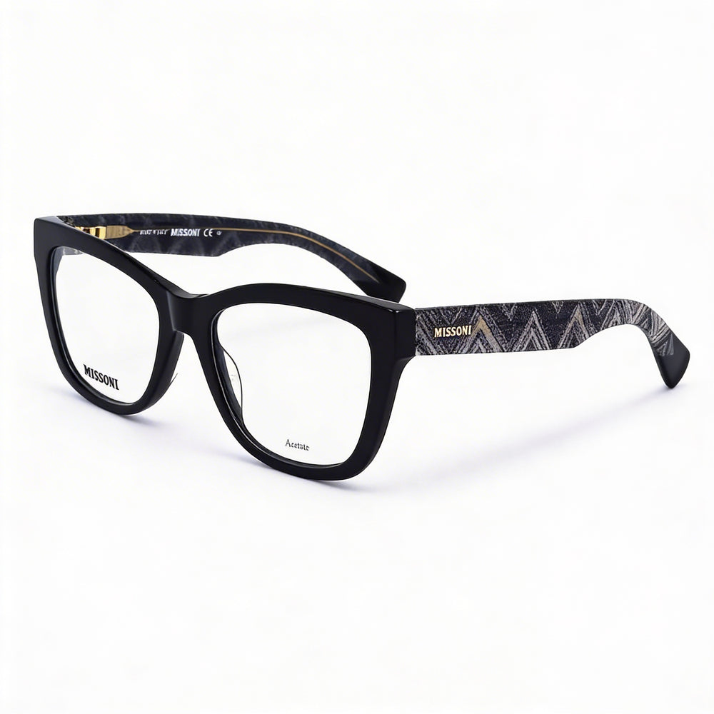 Gafas Missoni Casual para Mujer, Acetato Negro, Tamaño del Armazón 53mm Lente, 19mm Puente, 140mm Patilla