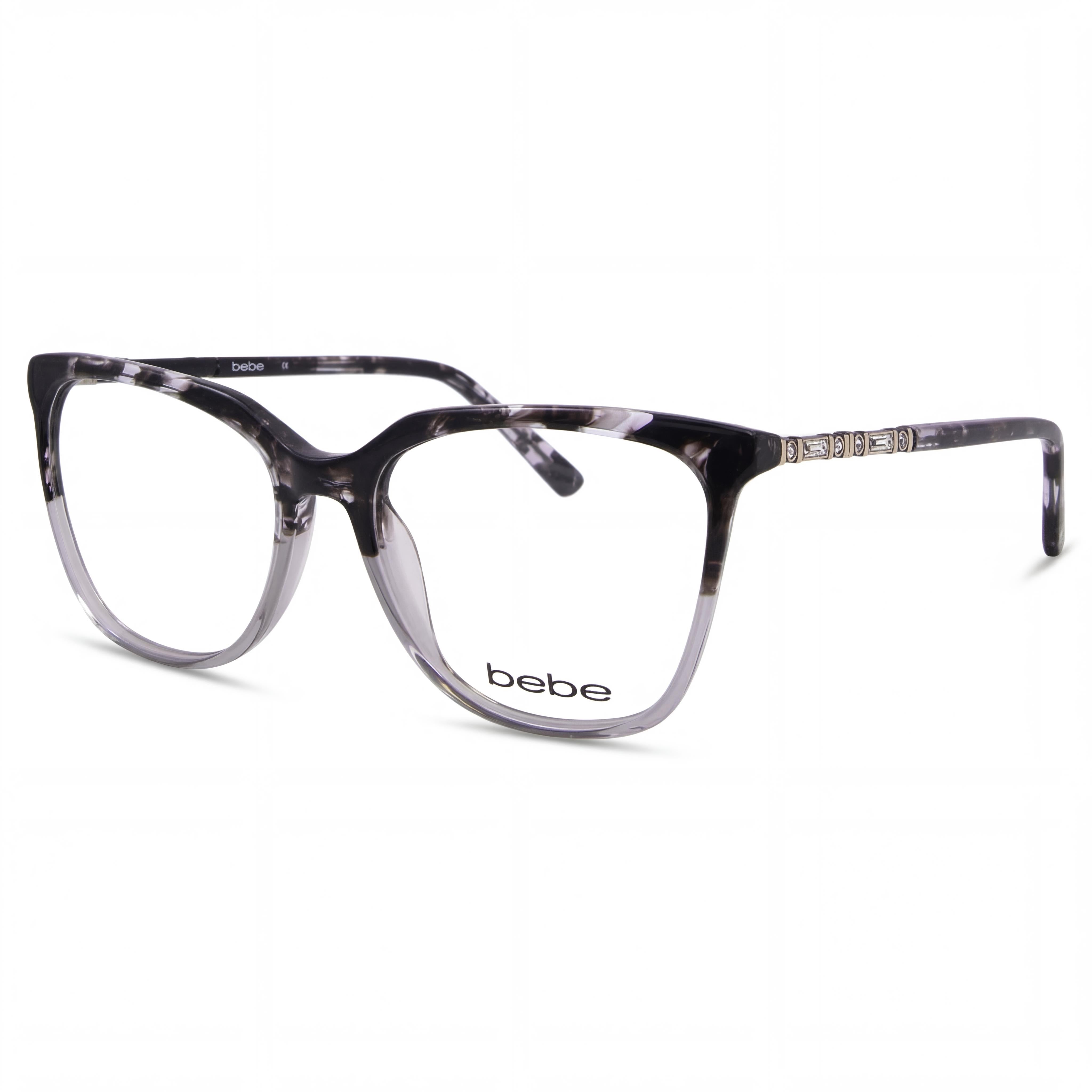 bebe Bb5191 Women's Full Rim Round Eyeglasses with Plastic Jet Frame, 54mm (Demo Lenses), Photo 1