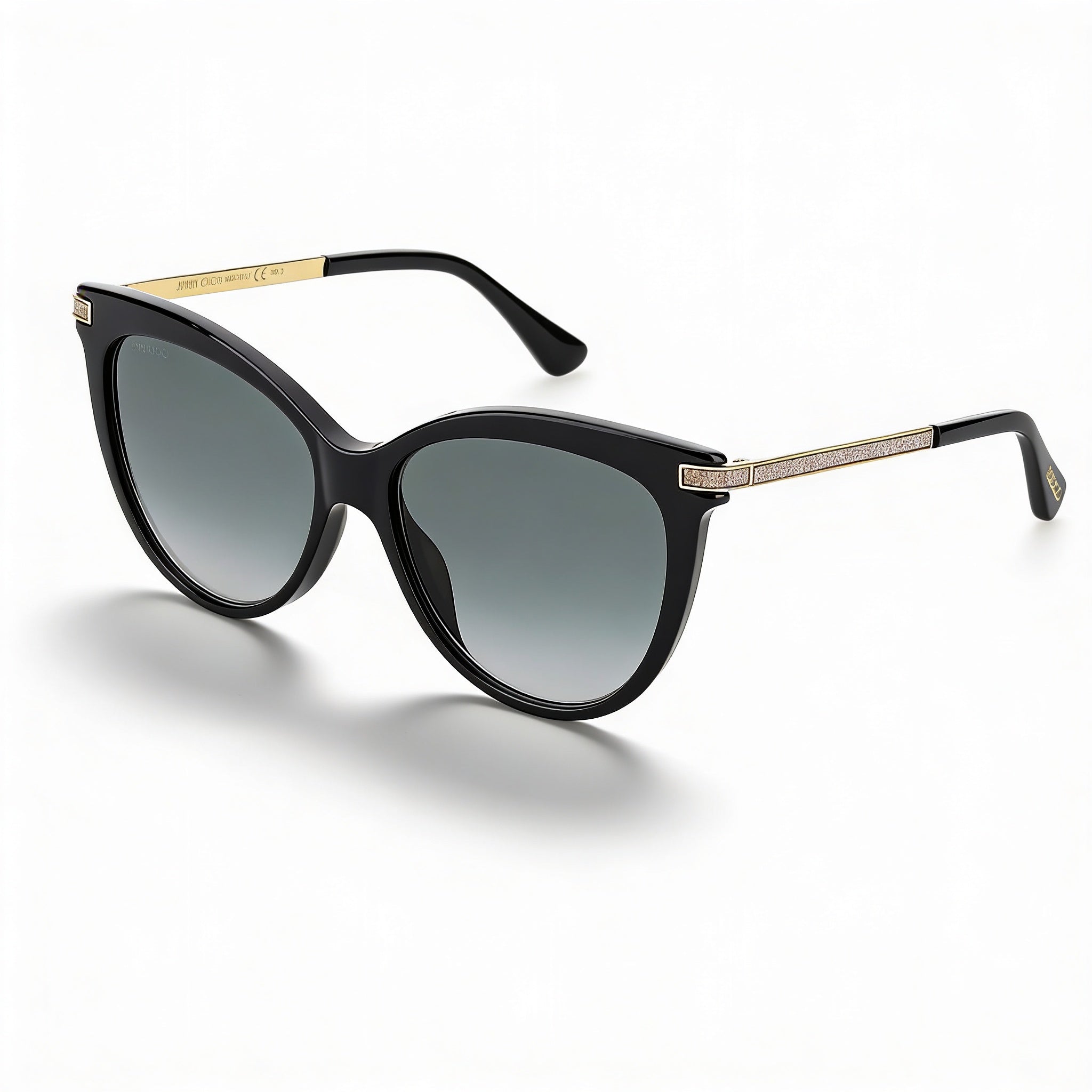 Jimmy Choo Axelle/G/S Women's Black Acetate Cat-Eye Grey Gradient Lens UV Protection Sunglasses 56mm, Photo 1