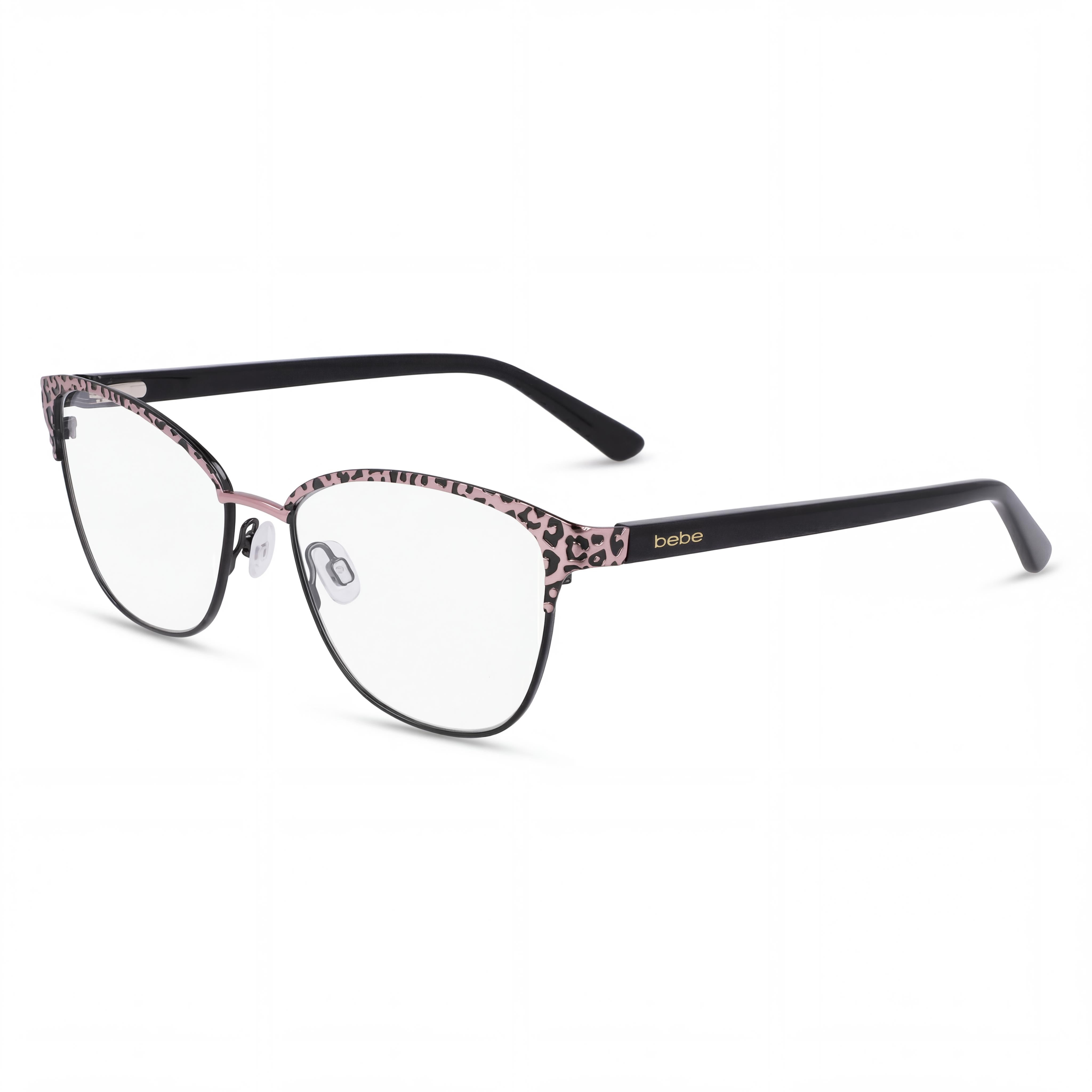 bebe Bb5202 Women's Metal Frame Rose Gold Animal Color Clear Lenses Optical Eyewear 53mm, Photo 1