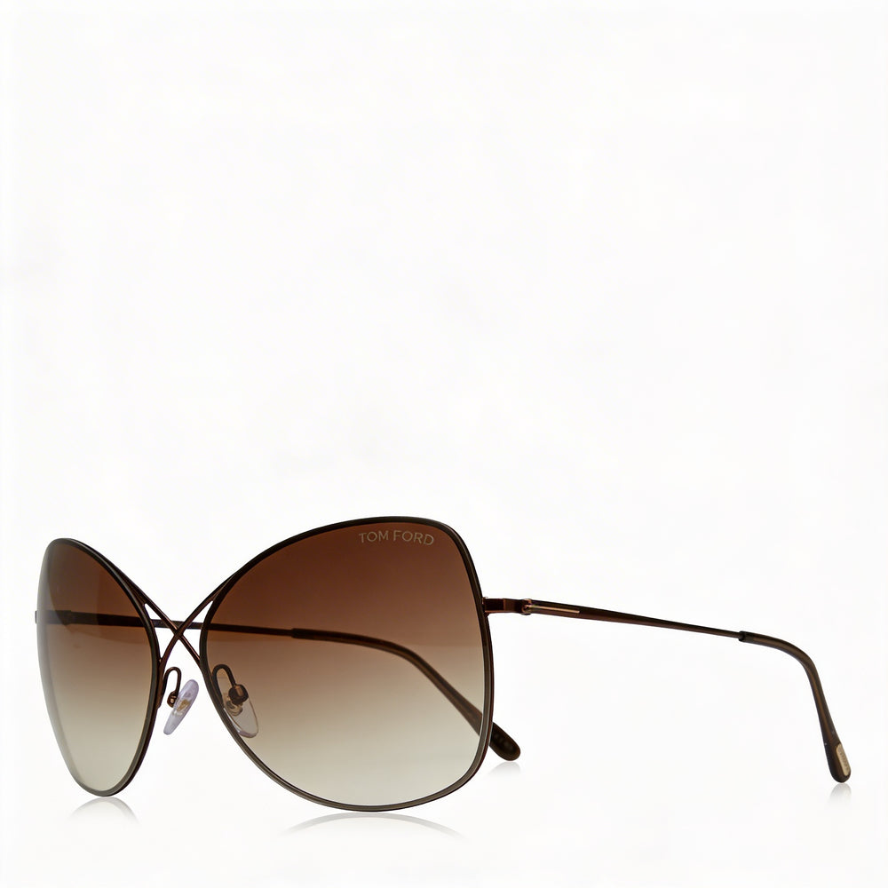 Tom Ford FT0250 Colette Unisex Sunglasses, Shiny Dark Brown Acetate, Brown Gradient Lenses, UV Protection, 63mm