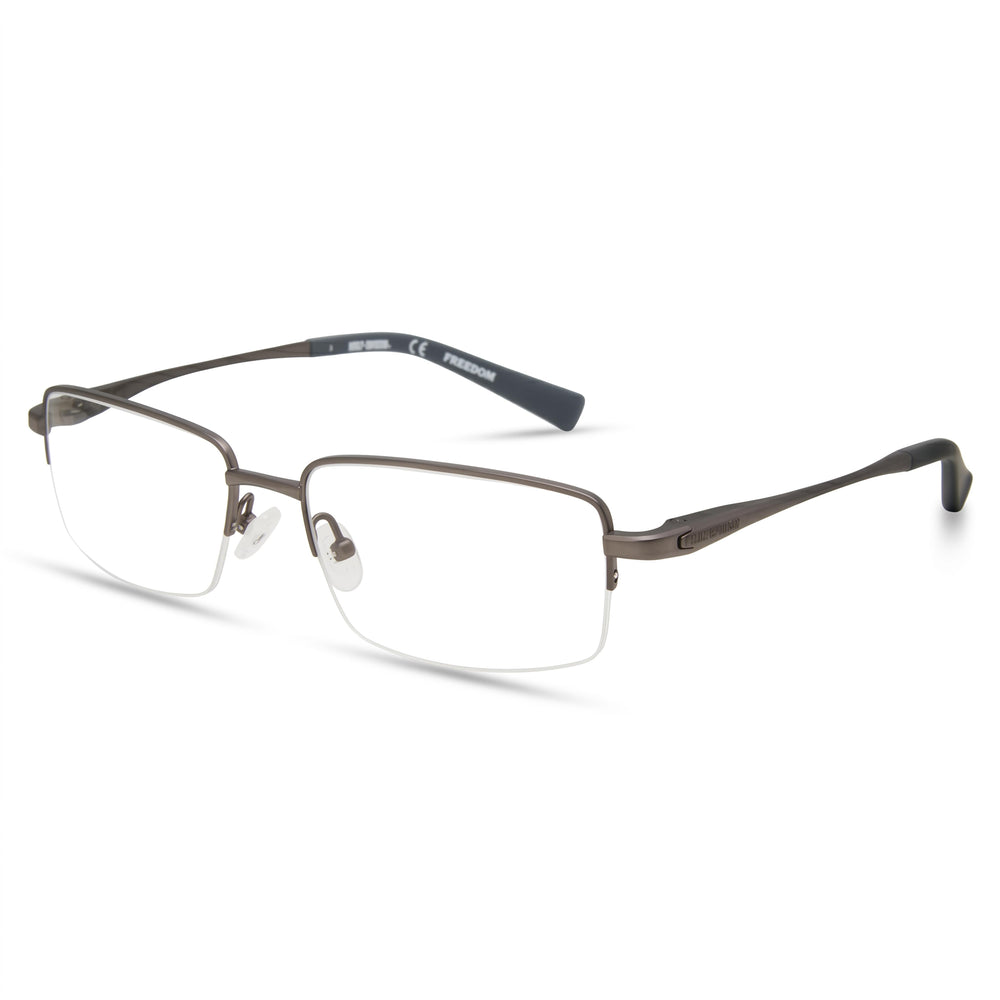 Gafas de vista HARLEY-DAVIDSON Hd9024 unisex de titanio mate, lentes polarizadas transparentes, 59-17-145
