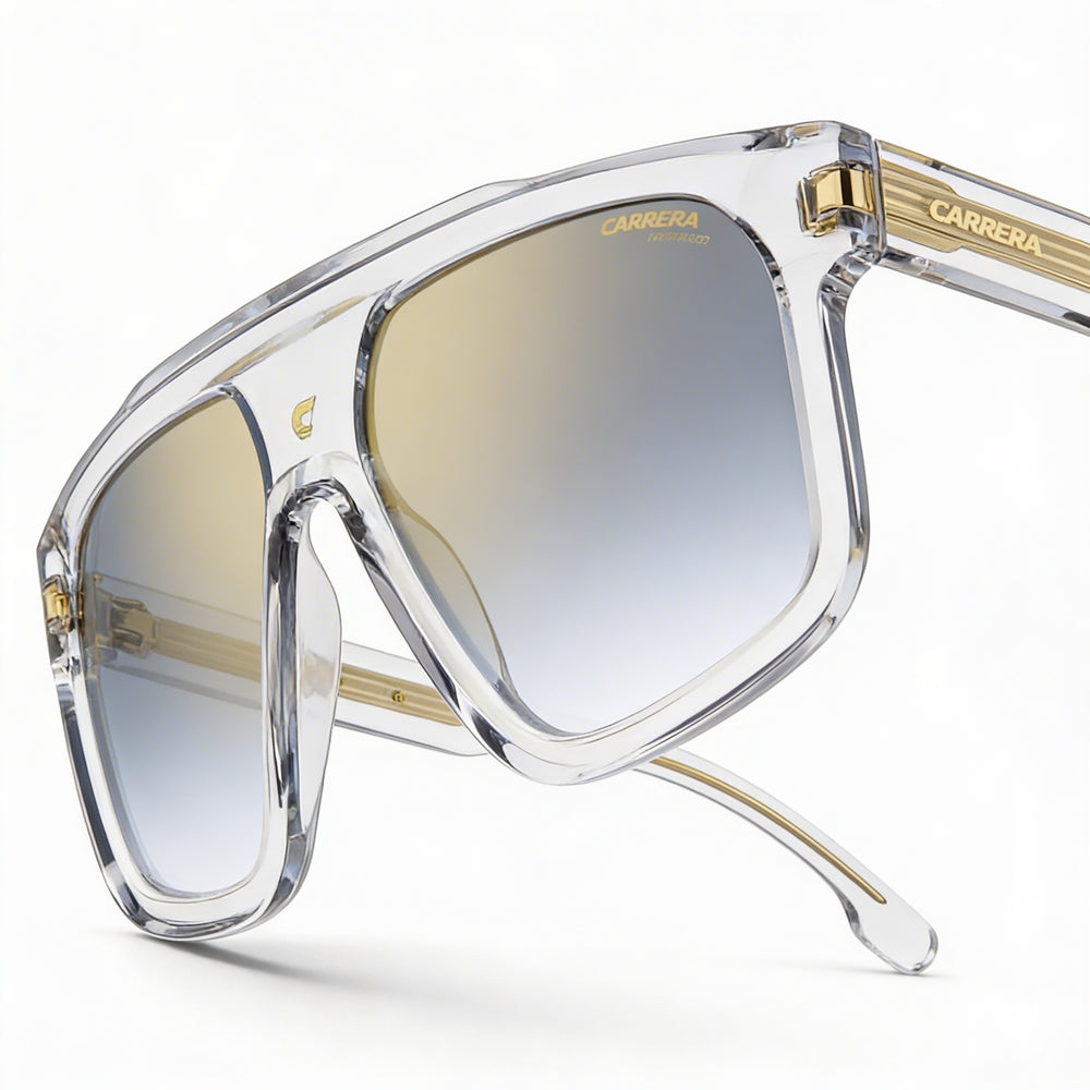 Carrera 1061/S Unisex Acetate Crystal Blue Shaded Gold Mirror UV Protection Sunglasses 59mm