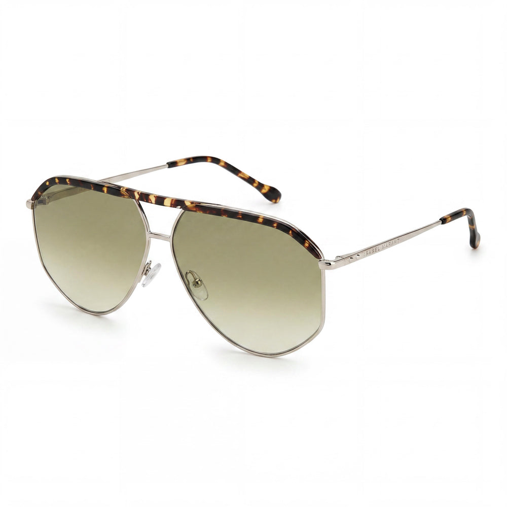 Isabel Marant Gafas de Sol de Mujer con Protección UV de Metal Fino Edgy 64mm, con Montura Metálica Paladio Verde Habana