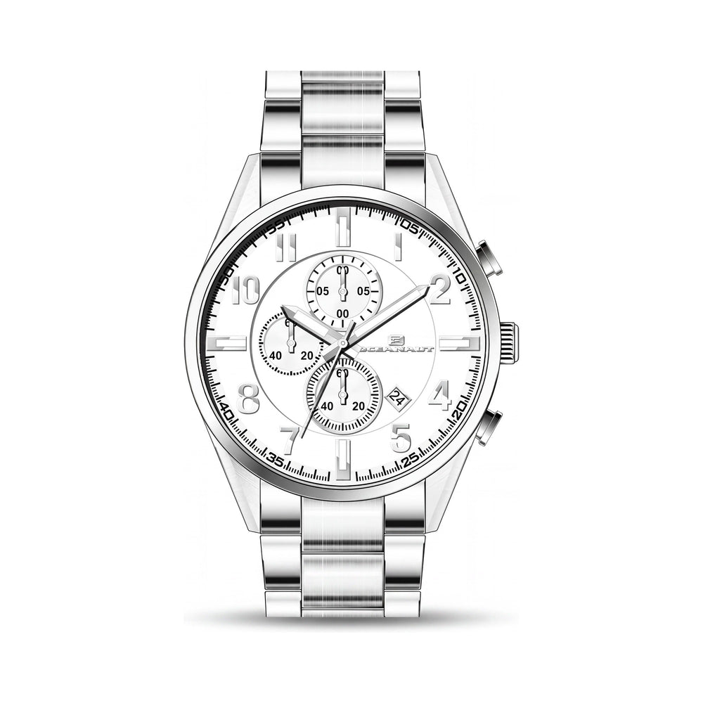 Reloj Oceanaut para hombre, cronógrafo de cuarzo, acero inoxidable, esfera plateada, resistente al agua hasta 100 m.