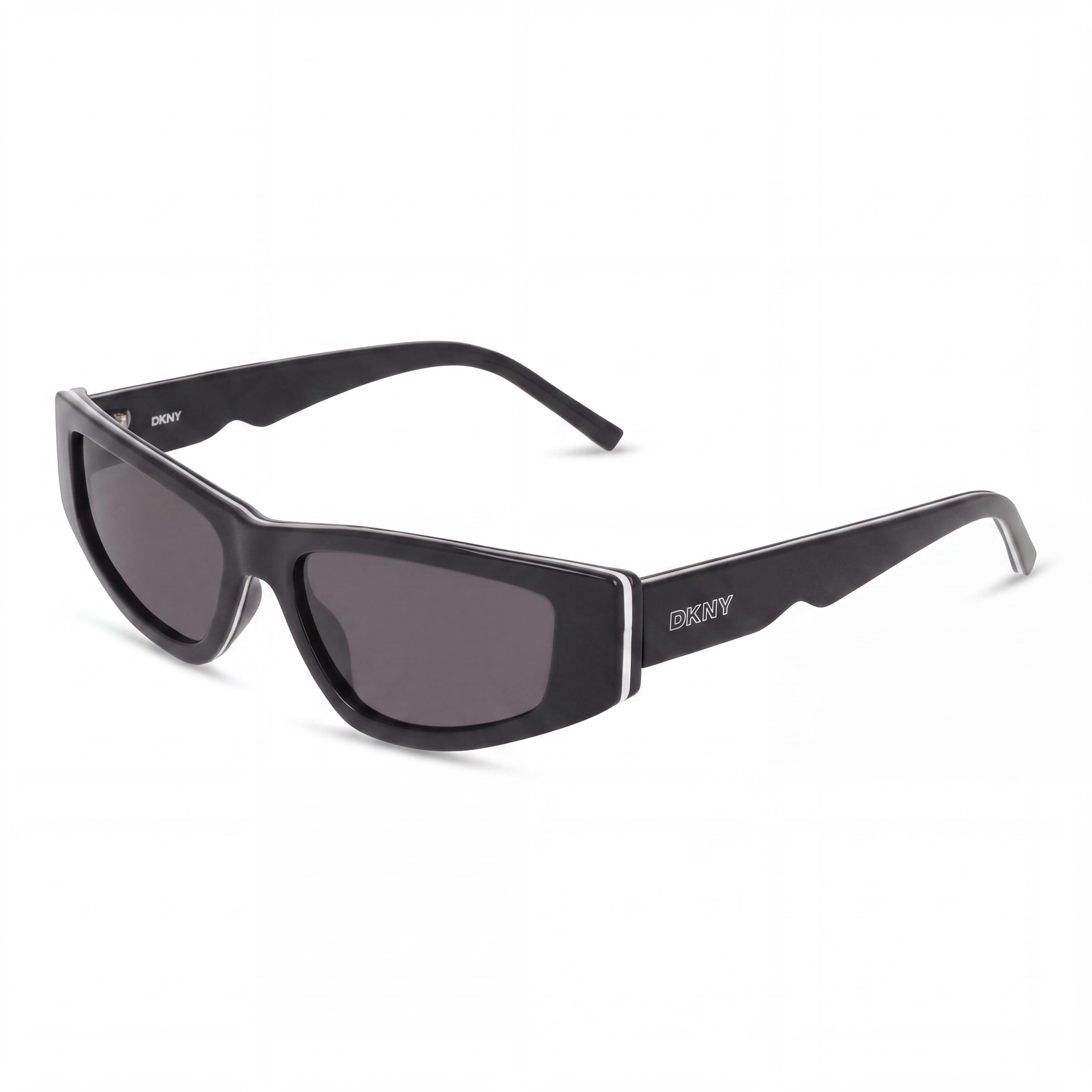 DKNY Classic Women's Black Acetate Sunglasses with Solid Smoke Lenses 100% UV Protection 55mm, Photo 1