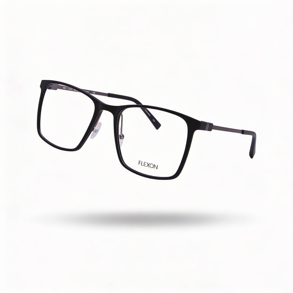 Flexon EP8011 - Montura de gafas unisex de plástico con montura rectangular, color negro mate, ancho de lente: 53 mm