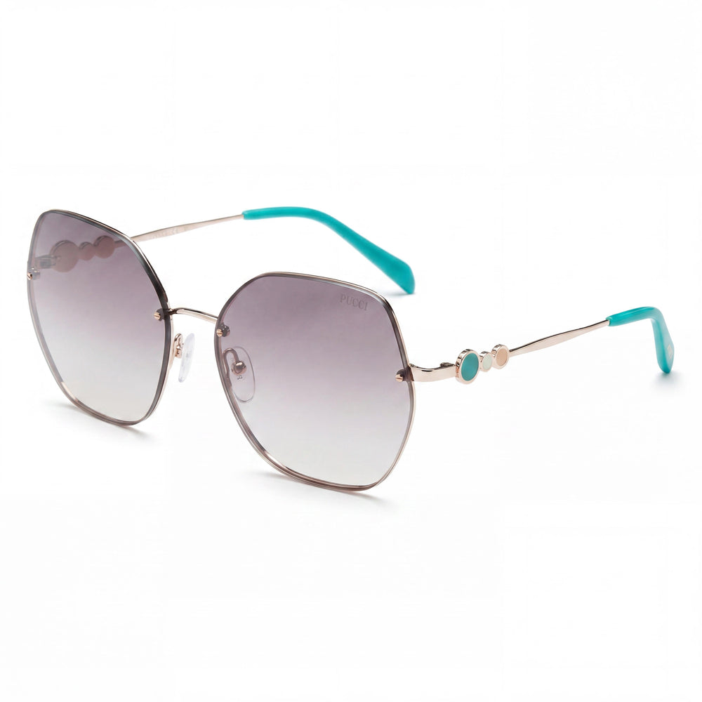 Gafas de sol Emilio Pucci EP0177 para mujer con montura cuadrada de metal dorado y lentes de policarbonato marrón de 60 mm