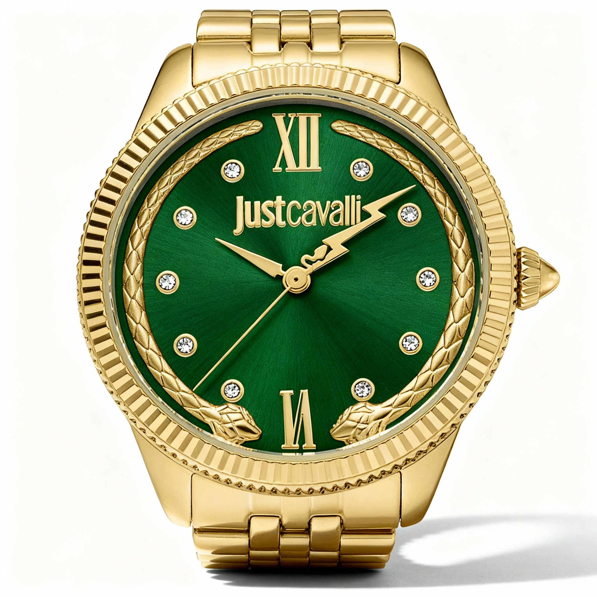 Just Cavalli Women's Gold-Tone Bracelet Watch featuring Shock Resistant Design and Quartz Movement