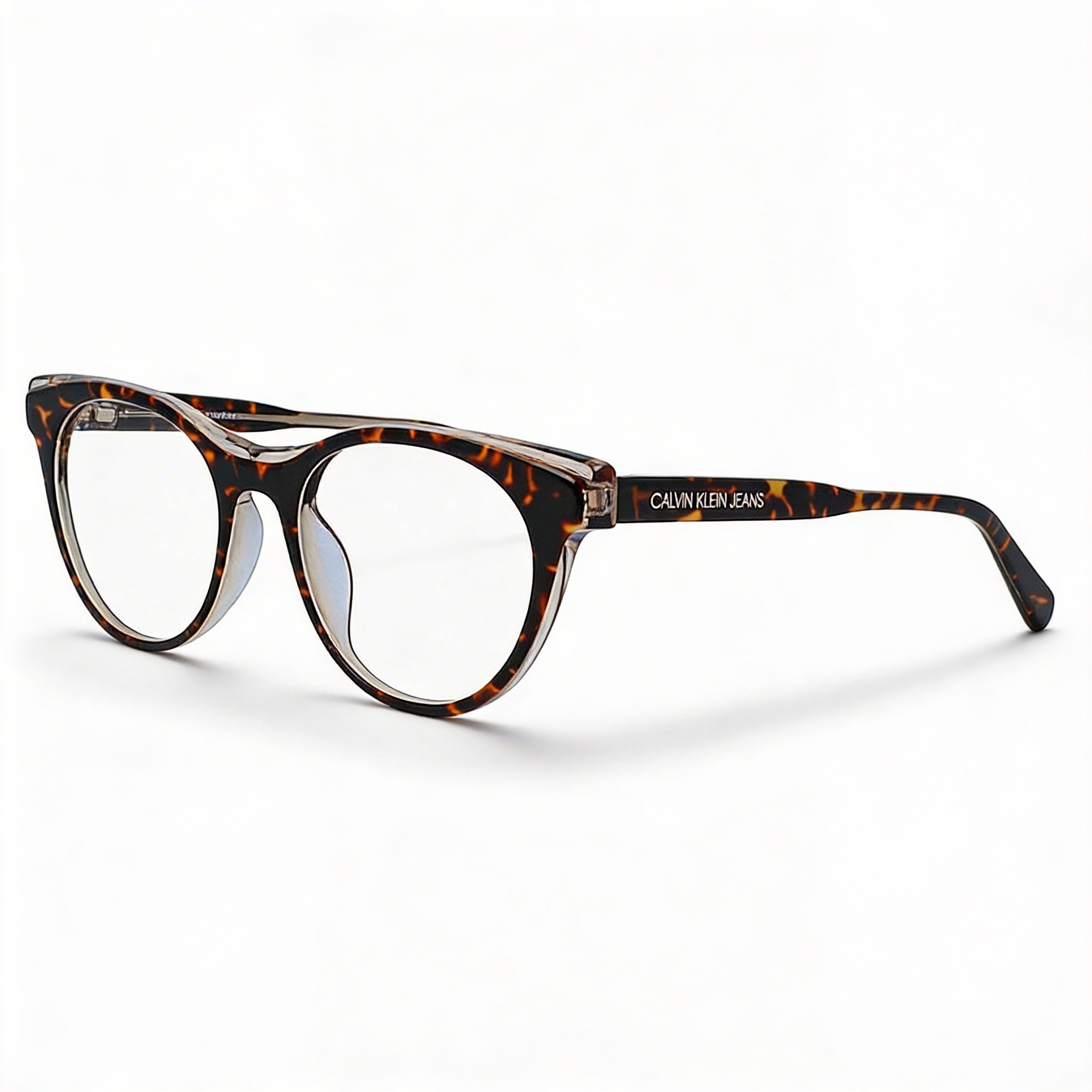 Calvin Klein Ckj19107 Women's Full Rim Cat Eye Dark Havana Frame Acetate Eyeglasses 52-19-140mm, Photo 1