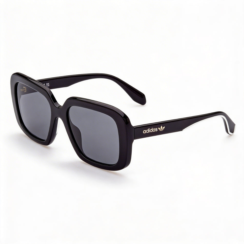 Gafas de sol modernas para hombre Adidas Originals con montura de acetato, negro brillante, lentes ahumados, protección UV, 56 mm