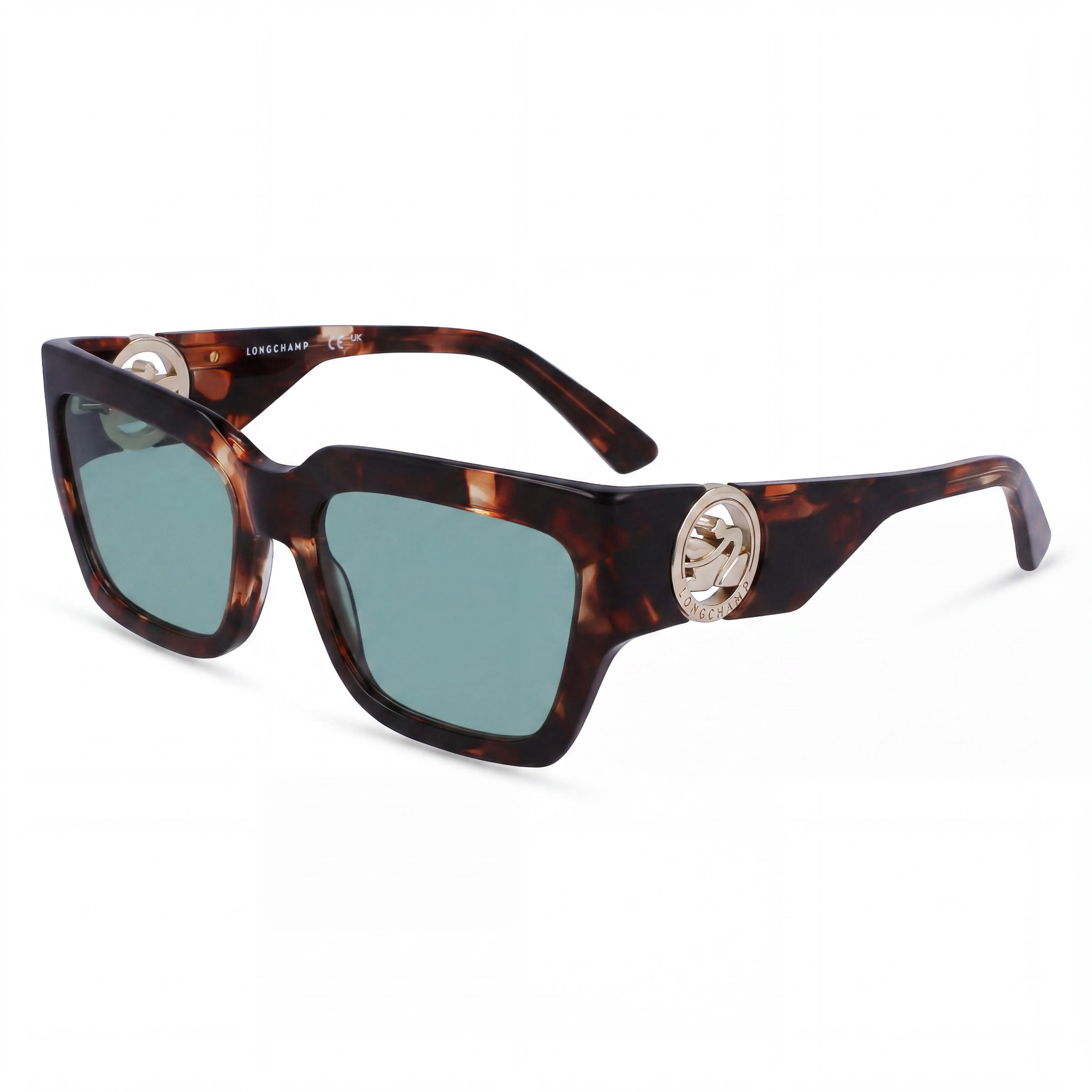 Longchamp LO735S Casual Women's Havana Green Plastic Rectangle Sunglasses Light Brown Lens 55mm UV Protected, Photo 1