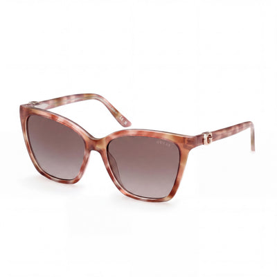 Gafas de sol de plástico 100% UV GUESS para mujer, montura Avana marrón claro, lentes degradadas marrones, 56 mm