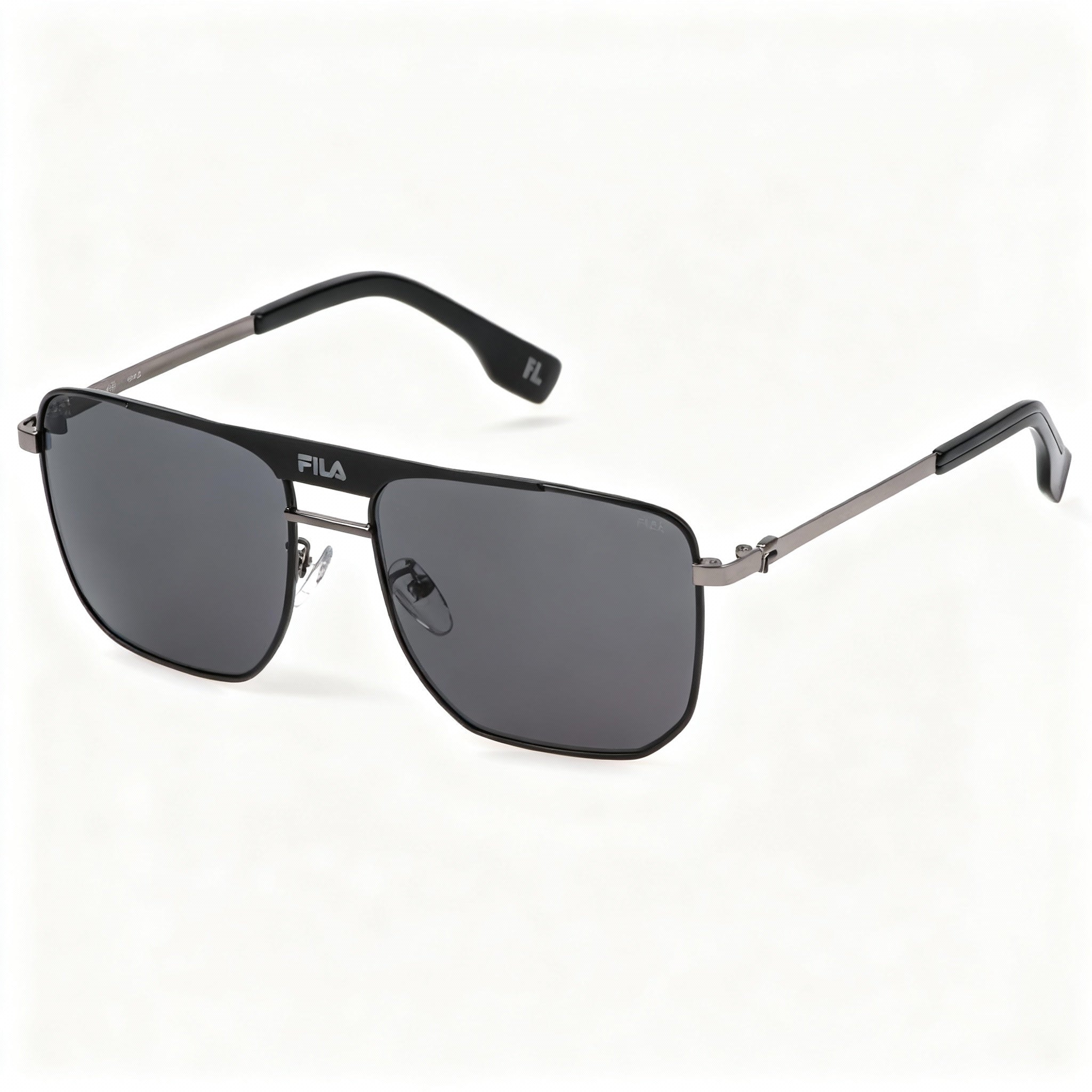 Fila SFI728 Men's Casual Metal Sunglasses, Shiny Gunmetal & Matte Black Frame, Smoke Non-Polarized Polycarbonate Lens 57mm