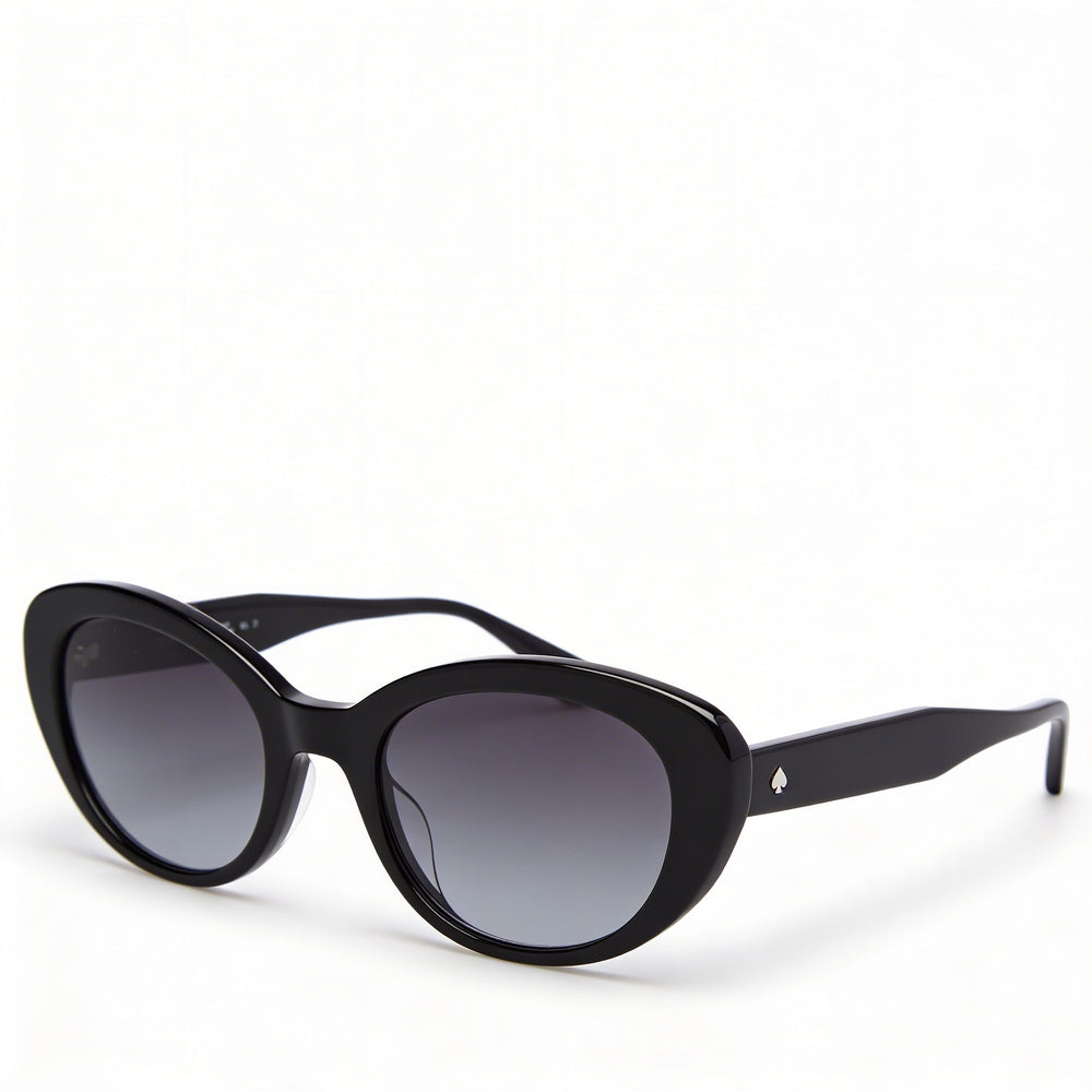 Gafas de sol de protección UV con forma de ojo de gato y cristales en color gris oscuro degradado, para mujer, de acetato ecológico, color negro, marca Kate Spade New York, 51 mm