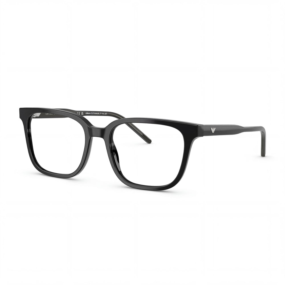 Montura para gafas Emporio Armani EA3258 para hombre, cuadradas, listas para graduar, de plástico negro brillante, 54 mm