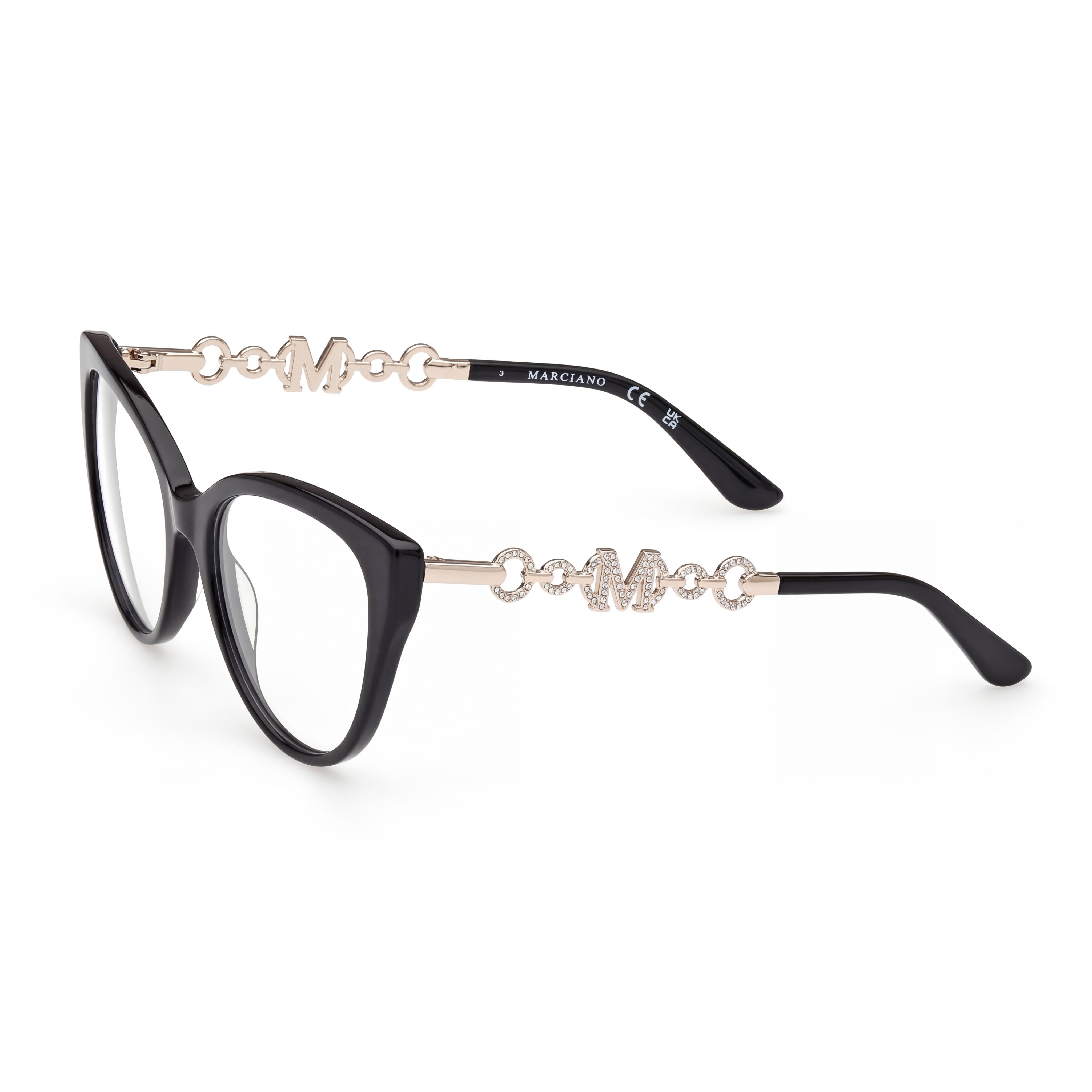 GUESS by Marciano Classic Women's Non- Plastic Frame Sunglasses Shiny Black & Pale Gold 54mm, Photo 1
