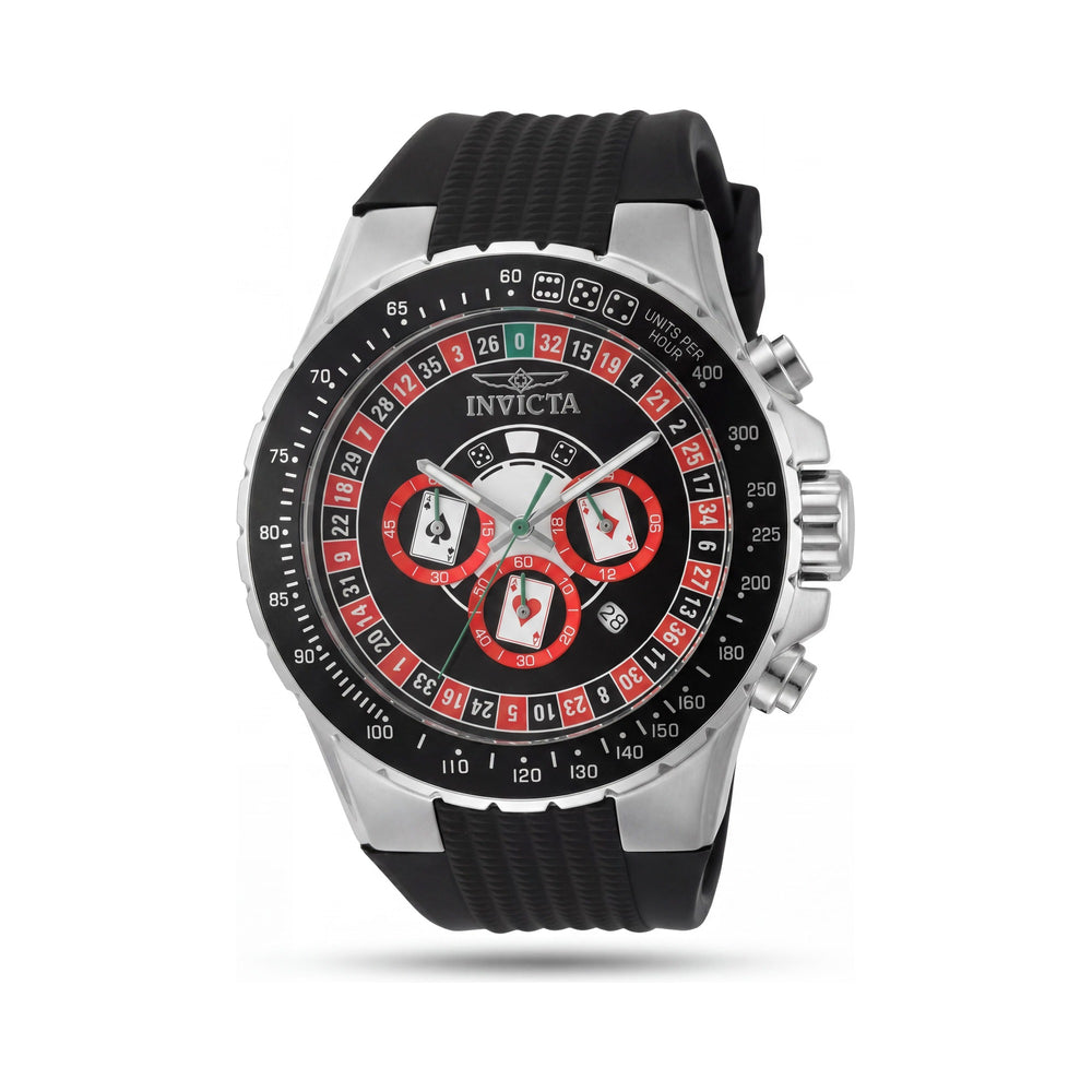 Invicta Aviator 49850 Reloj unisex de cuarzo con esfera roja de acero inoxidable y correa de silicona, 10 ATM WR, 50 mm