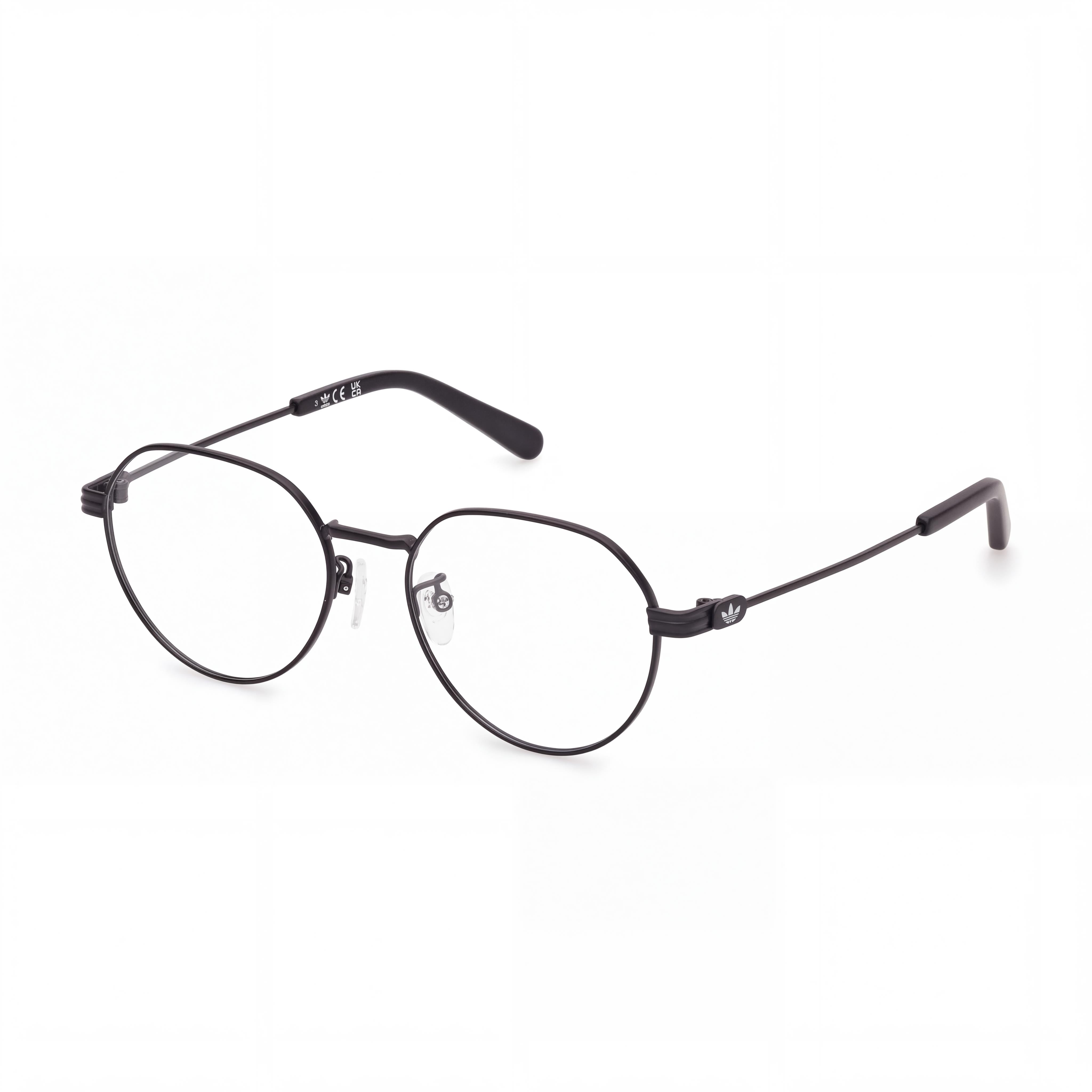 adidas Originals Or5122-h Unisex Metal Frame Eyeglasses, Matte Black with Transparent Non- Lenses, 52mm, Photo 1