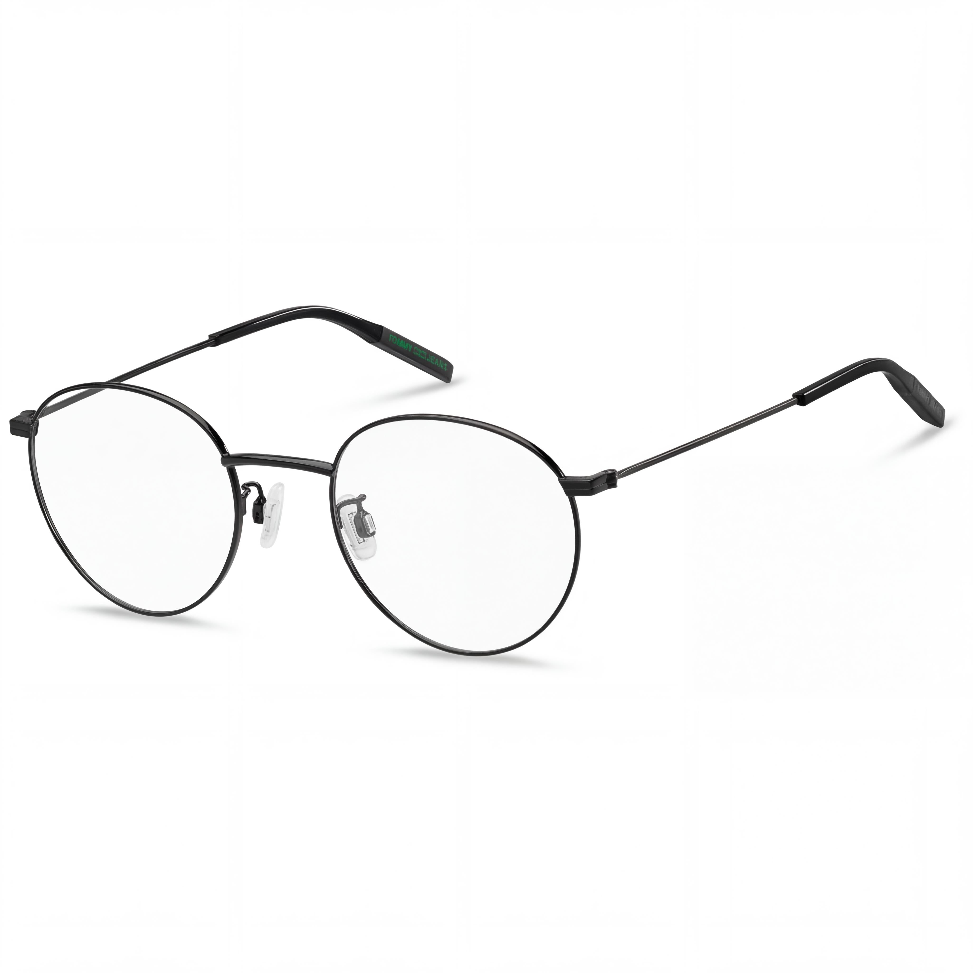 Gafas redondas unisex Tommy Hilfiger Modern con montura de acero inoxidable, negro mate, 50 mm de ancho de lente, Photo 1